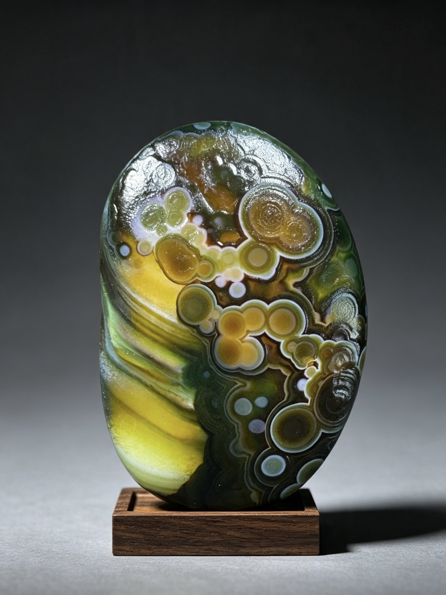 Mongolian Gobi flower‑eye agate（C49）2.68×1.77×0.71 in
