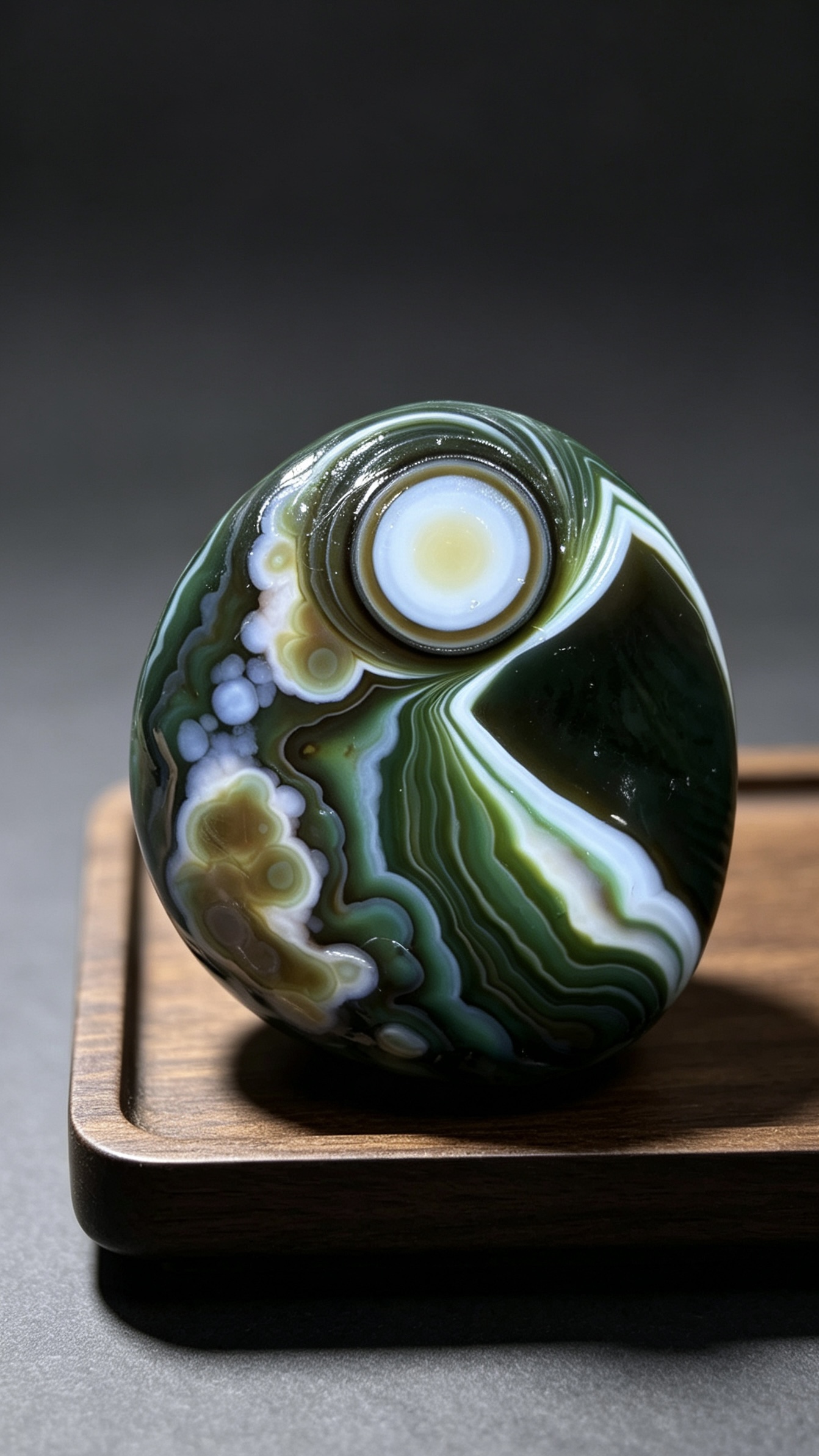 Mongolian Gobi flower‑eye agate（C21）1.65×1.46×0.71 in