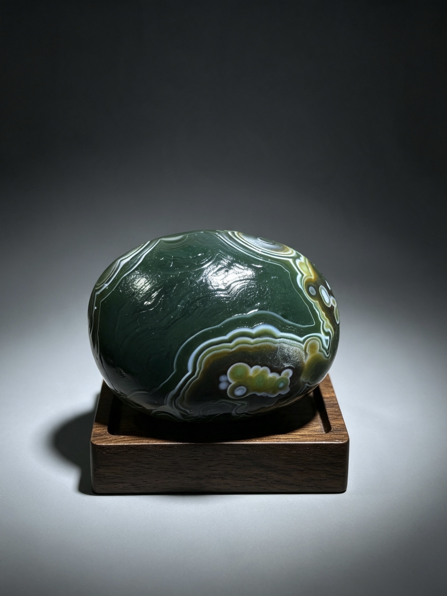 Mongolian Gobi flower‑eye agate（C51）2.13×1.57×1.26 in