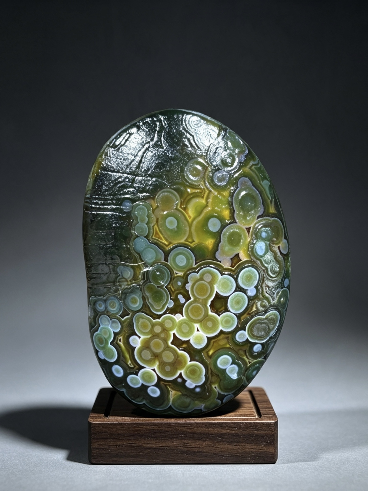 Mongolian Gobi flower‑eye agate（C49）2.68×1.77×0.71 in