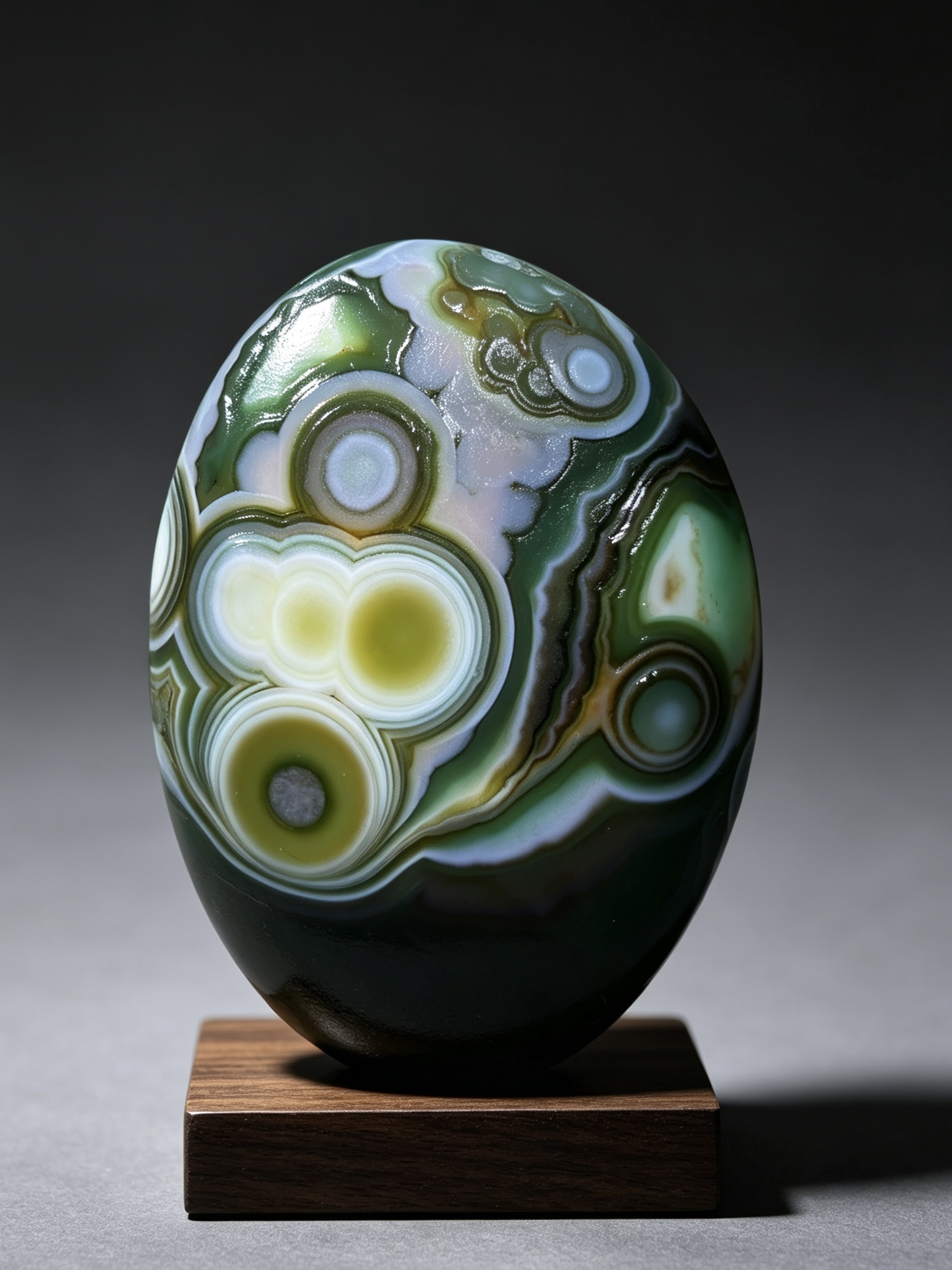 Mongolian Gobi flower‑eye agate（C3）2.05×1.57×0.71 in