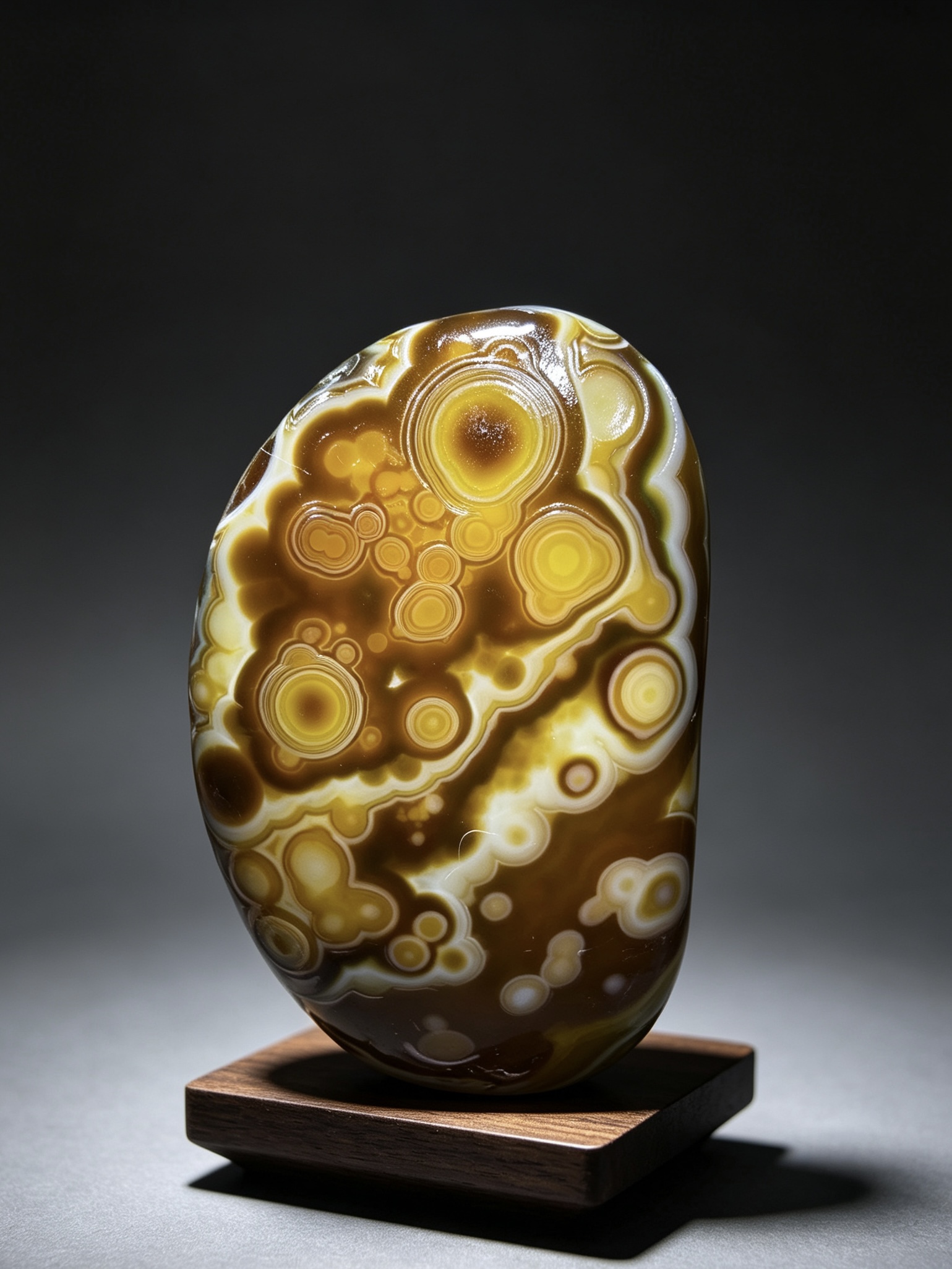 Mongolian Gobi flower‑eye agate（C16）2.56×1.73×0.59 in