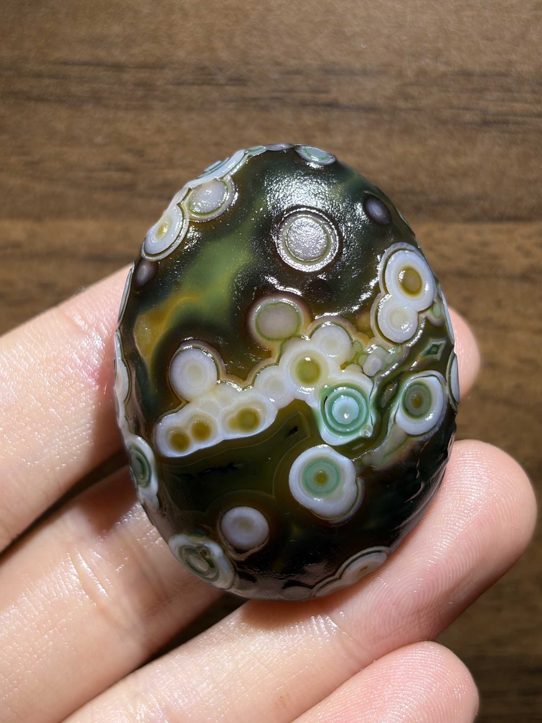 Mongolian Gobi flower‑eye agate（C24）1.85×1.42×0.79 in