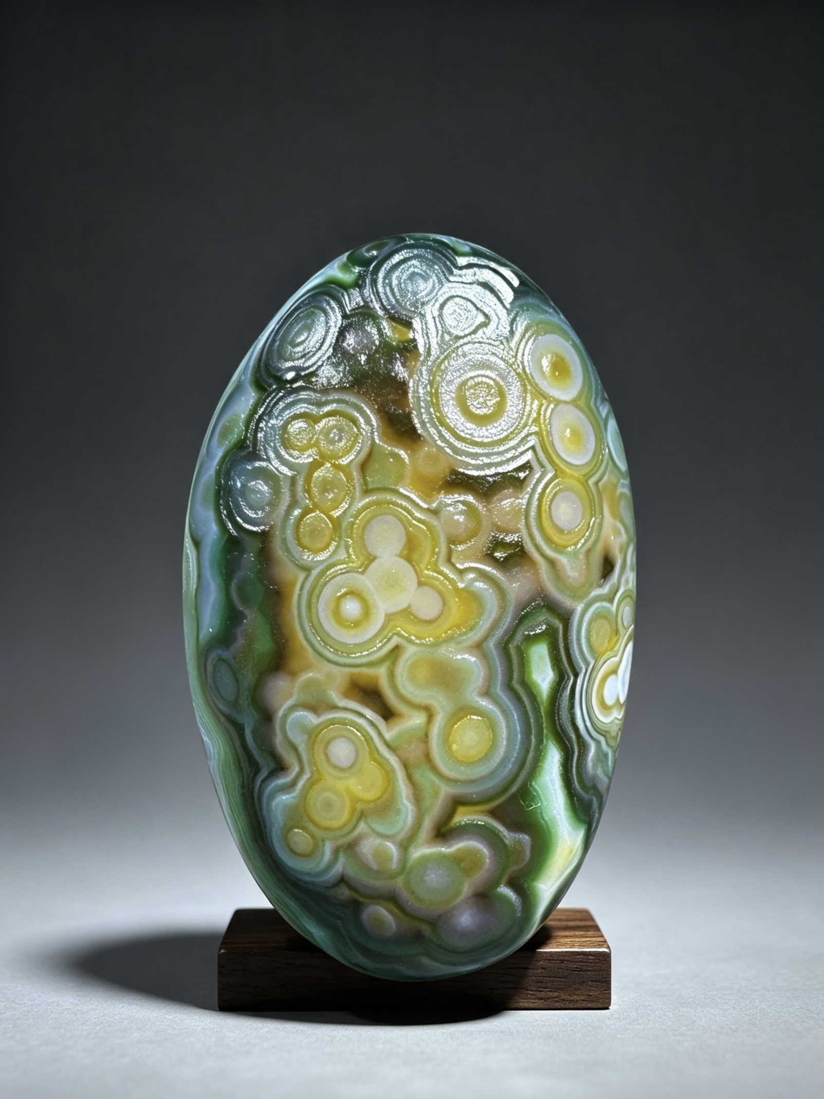 Mongolian Gobi flower‑eye agate（C53）2.44×1.57×0.71 in