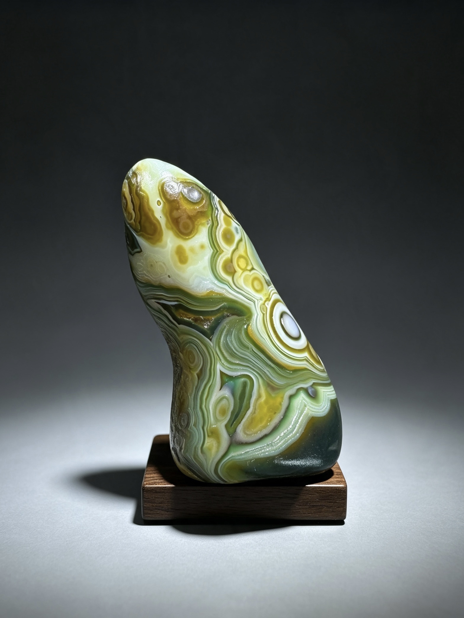 Mongolian Gobi flower‑eye agate（C54）2.76×1.38×0.71 in