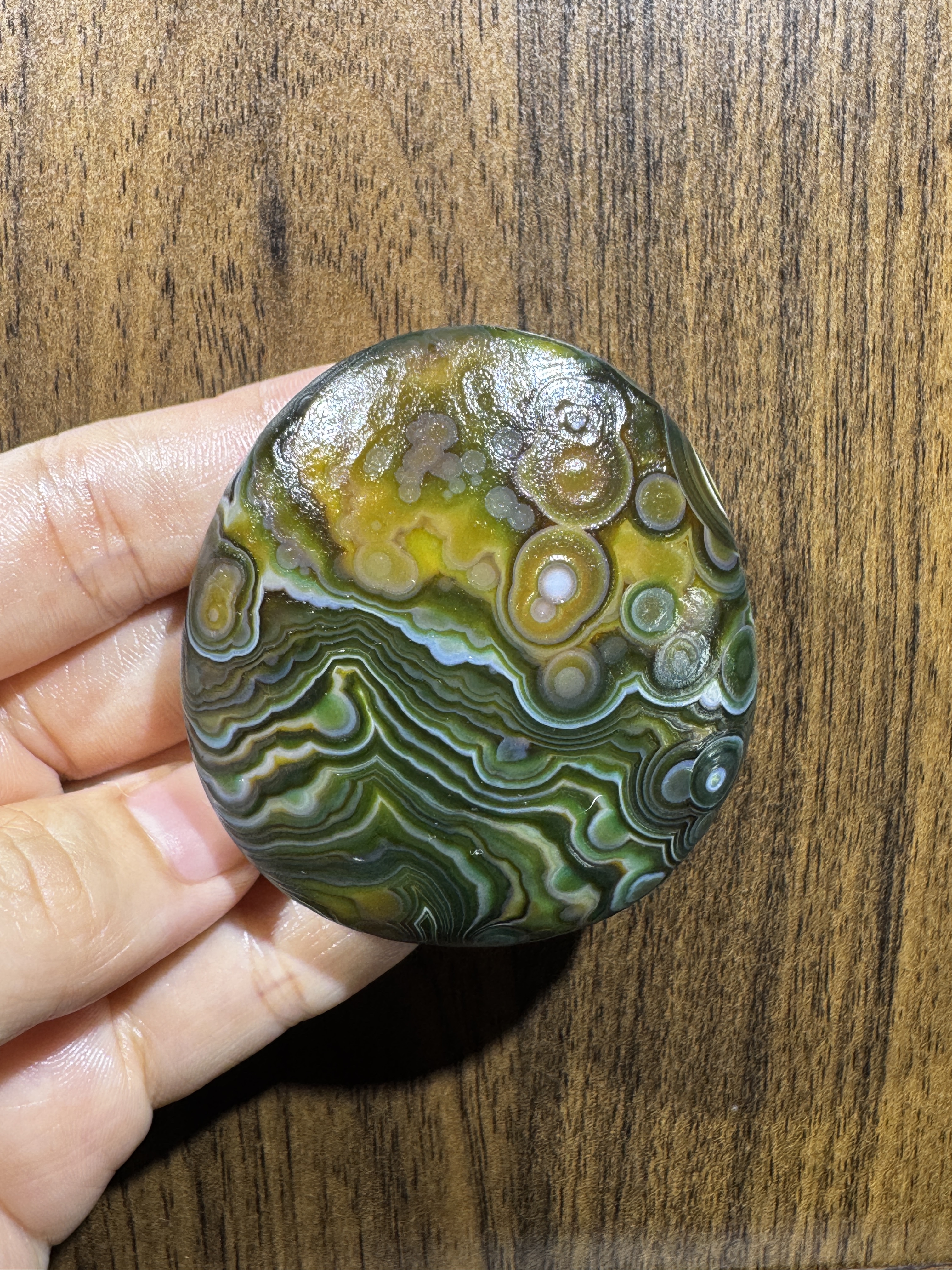 Mongolian Gobi flower‑eye agate（C50）2.36×2.13×0.87 in