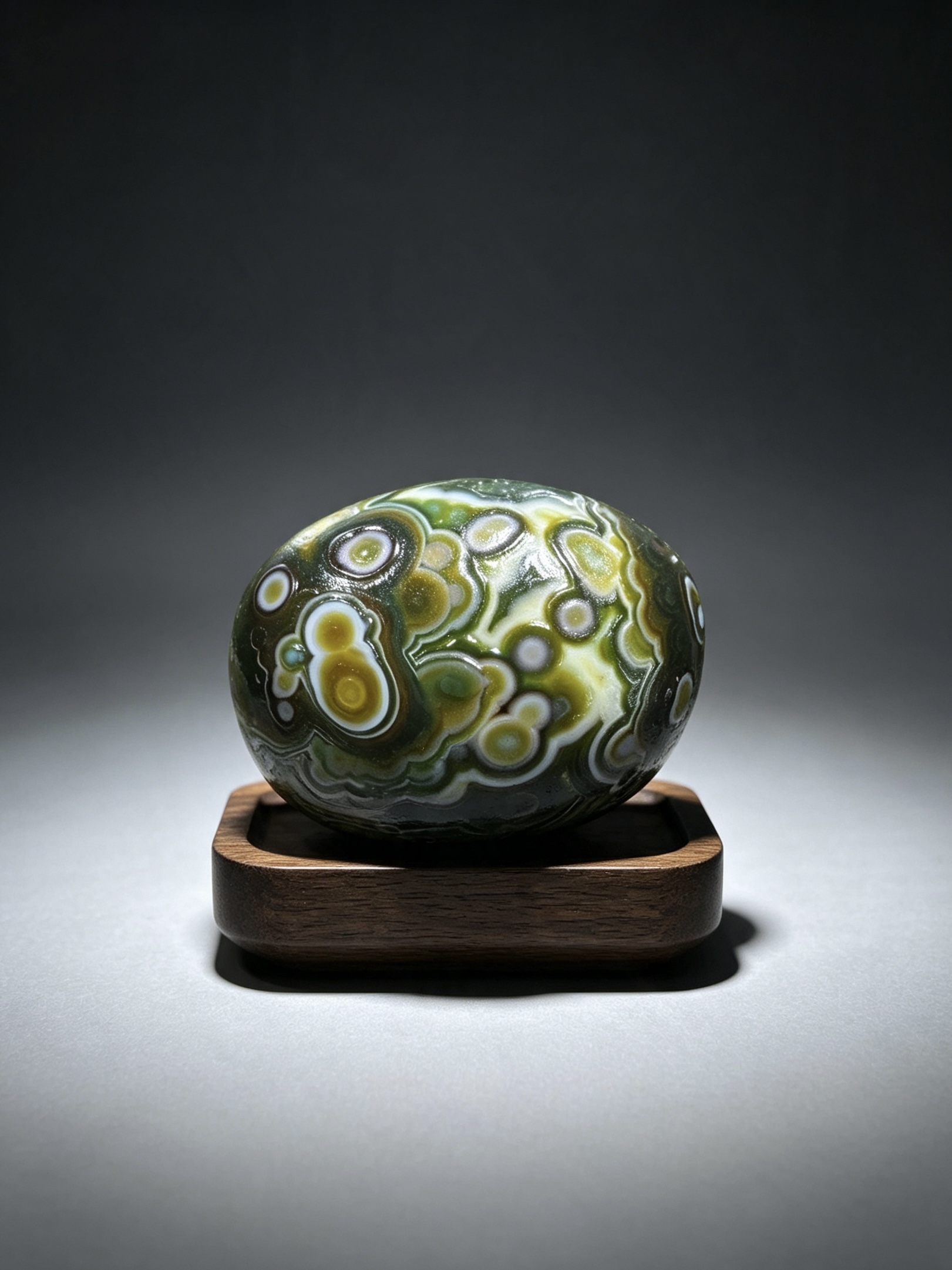 Mongolian Gobi flower‑eye agate（C51）2.13×1.57×1.26 in