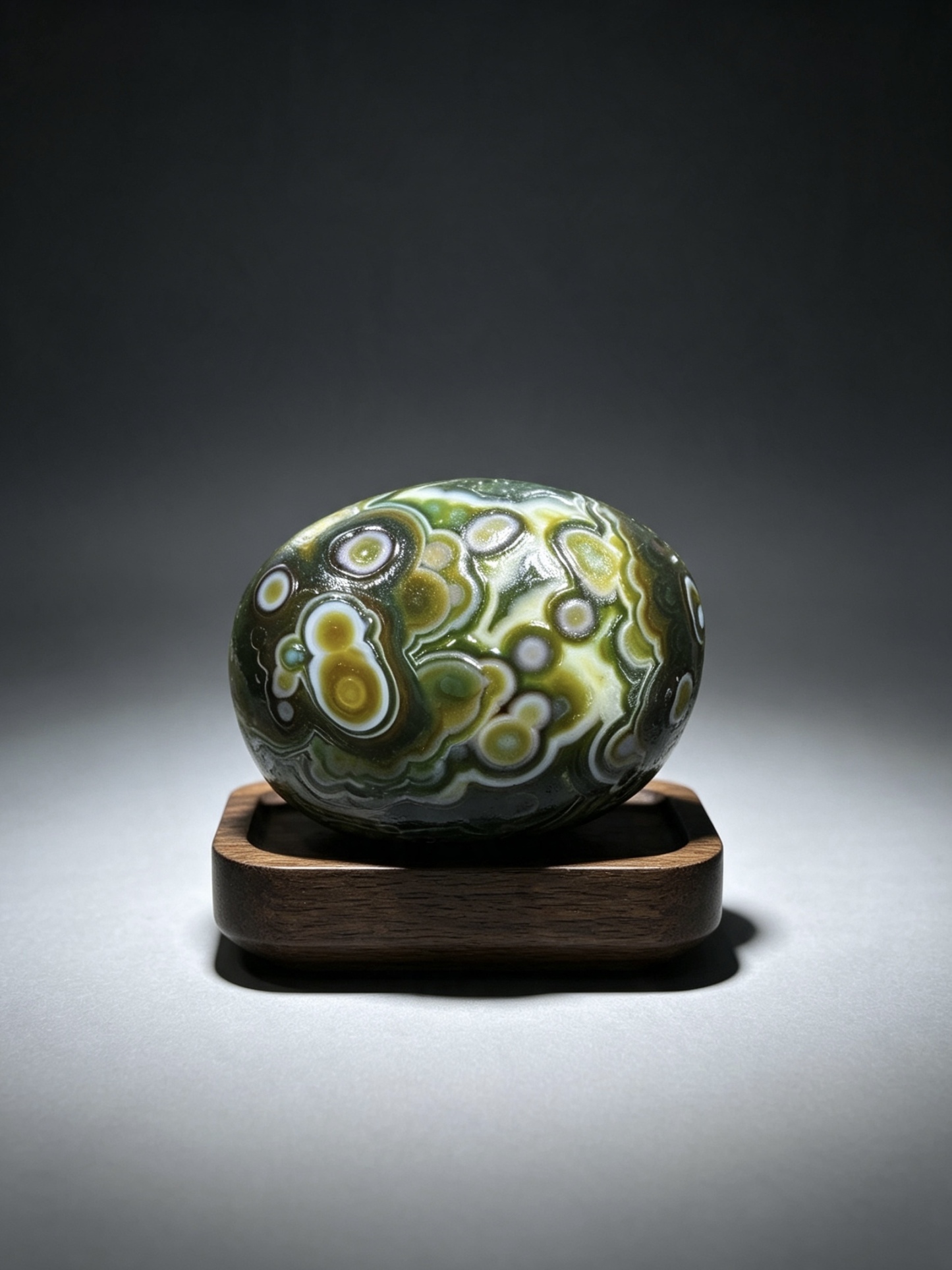 Mongolian Gobi flower‑eye agate（C51）2.13×1.57×1.26 in