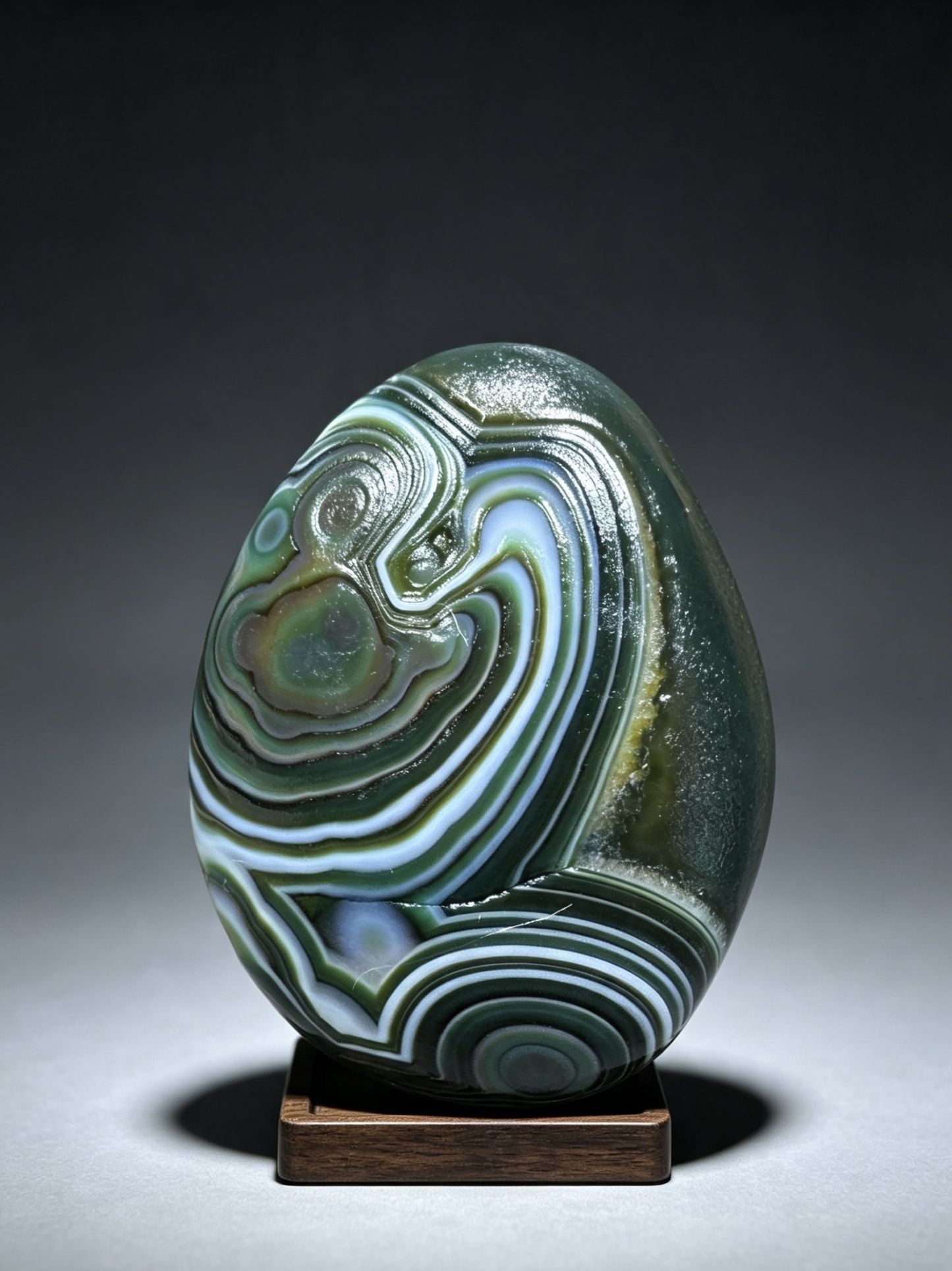 Mongolian Gobi flower‑eye agate（C52）2.24×1.77×0.98 in