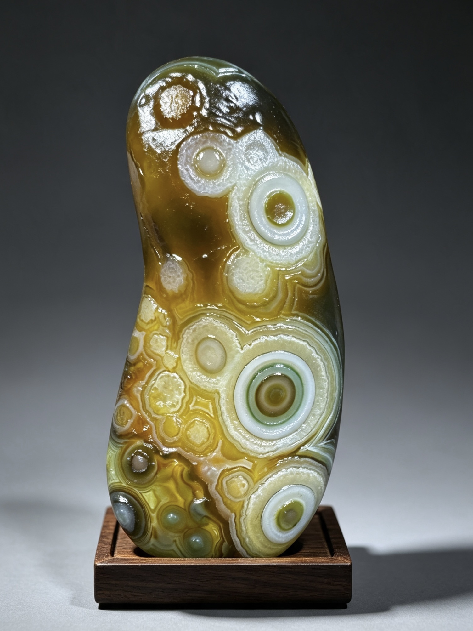 Mongolian Gobi flower‑eye agate（C48）2.95×1.34×0.71 in
