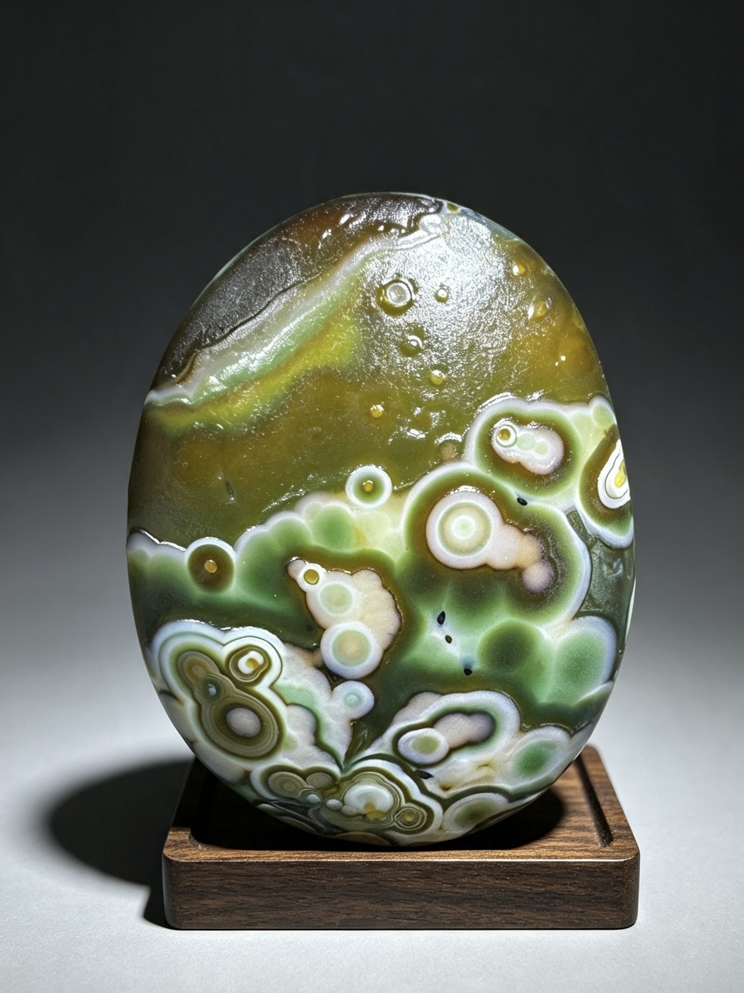 Mongolian Gobi flower‑eye agate（D25）2.76×2.05×0.79 in