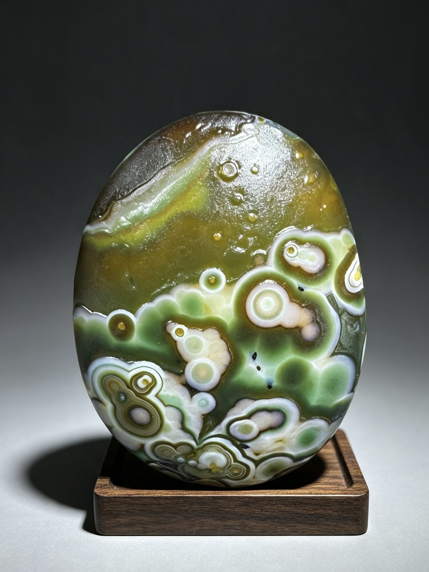 Mongolian Gobi flower‑eye agate（D25）2.76×2.05×0.79 in