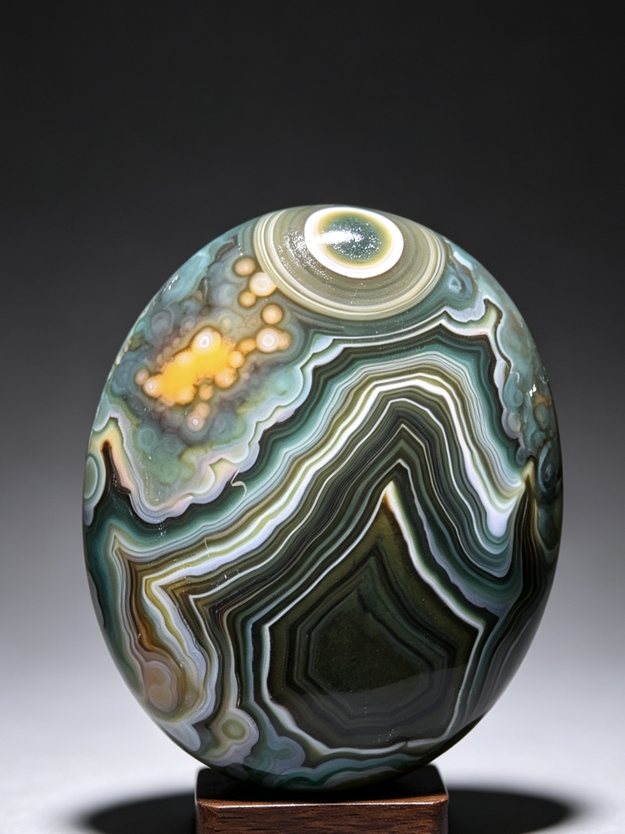 Mongolian Gobi flower‑eye agate（C14）2.20×1.89×0.79 in