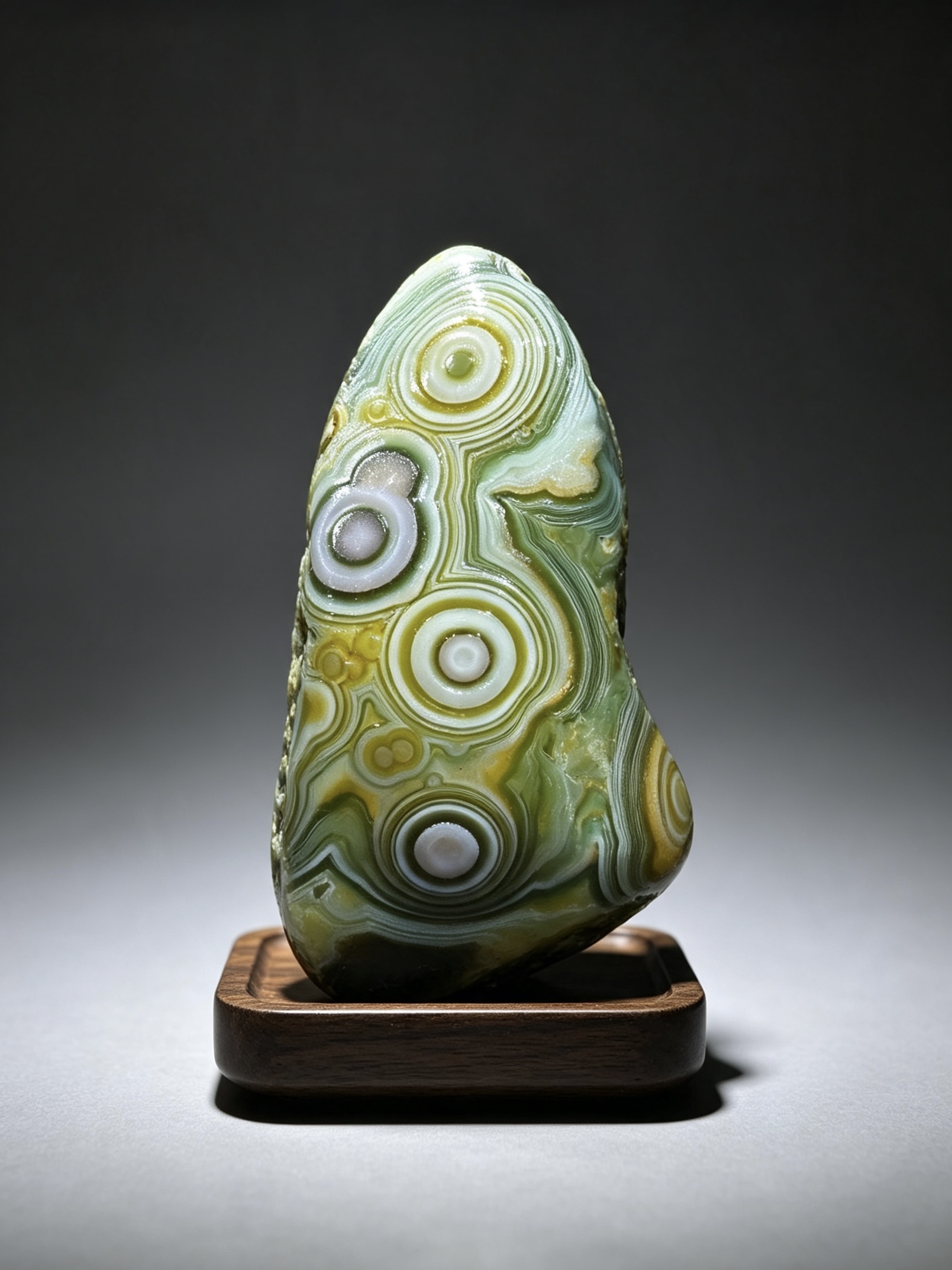 Mongolian Gobi flower‑eye agate（C54）2.76×1.38×0.71 in