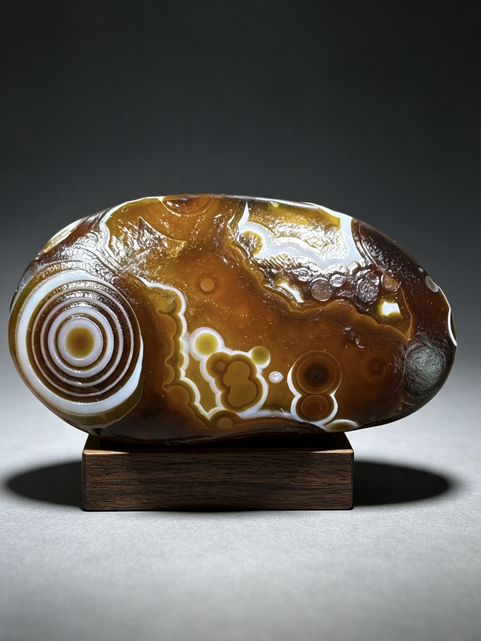 Mongolian Gobi flower‑eye agate（C55）2.56×1.38×0.79 in