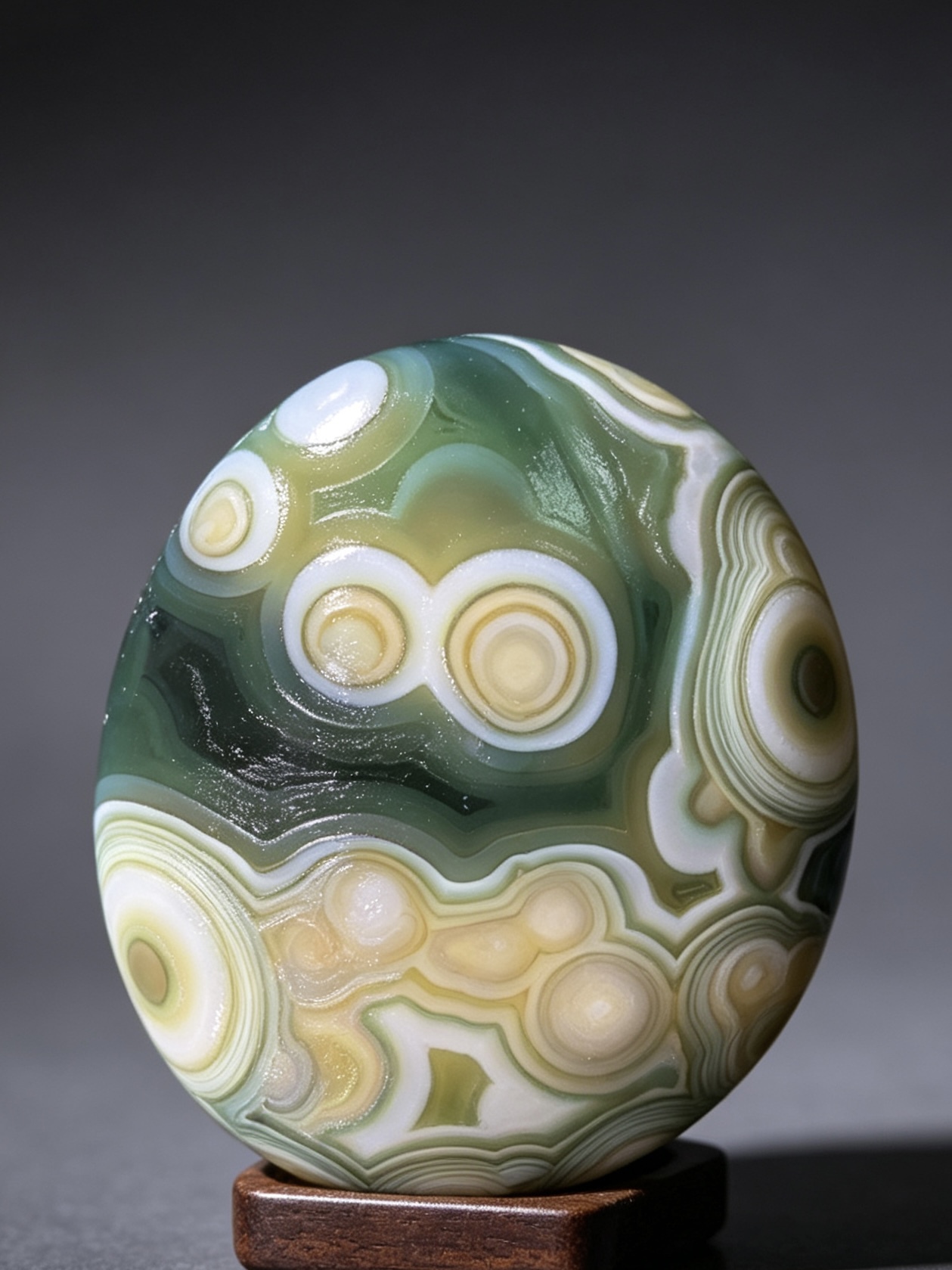 Mongolian Gobi flower‑eye agate（C19）1.81×1.61×0.71 in