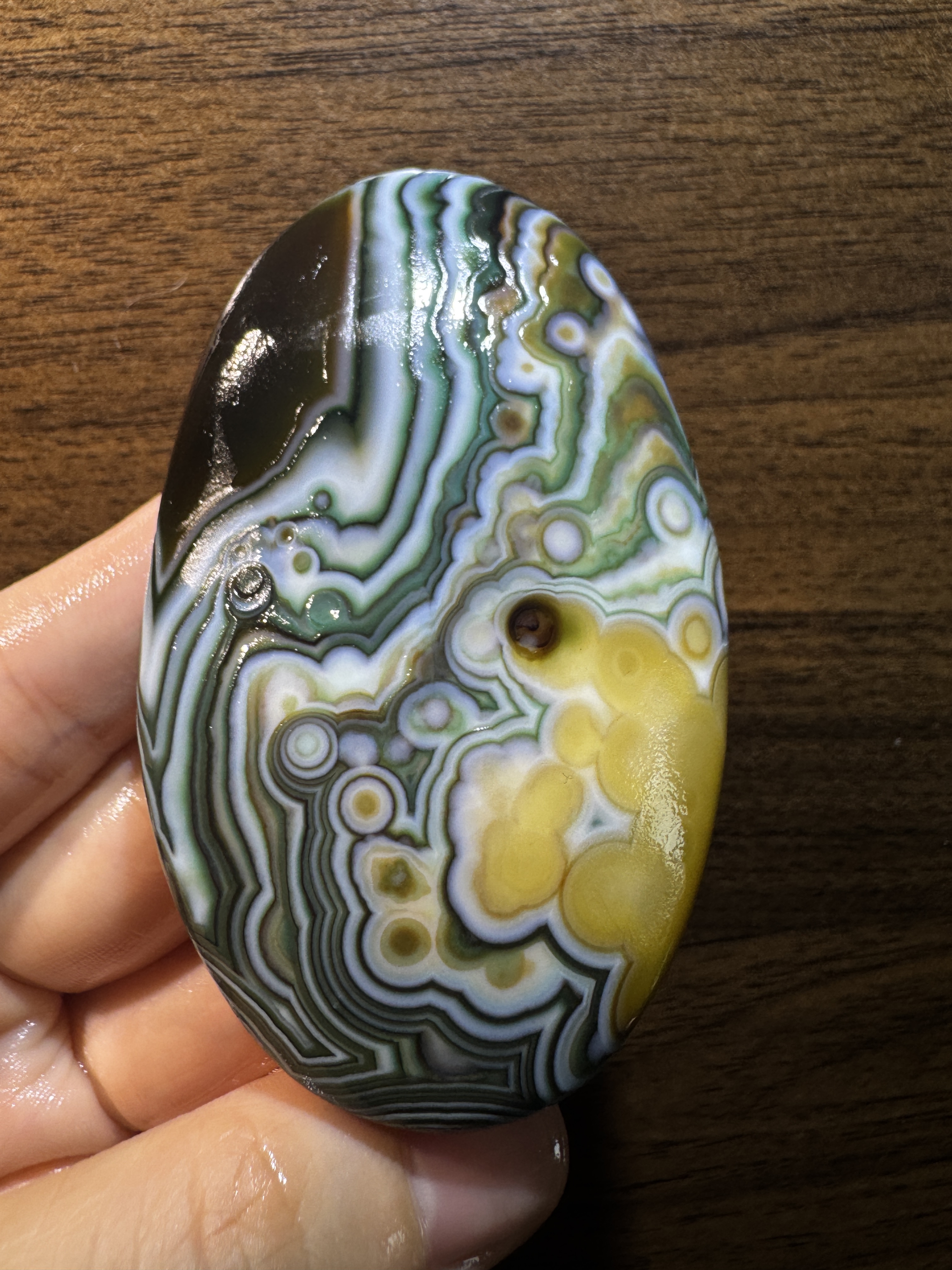 Mongolian Gobi flower‑eye agate（D3）3.15×1.89×0.75 in