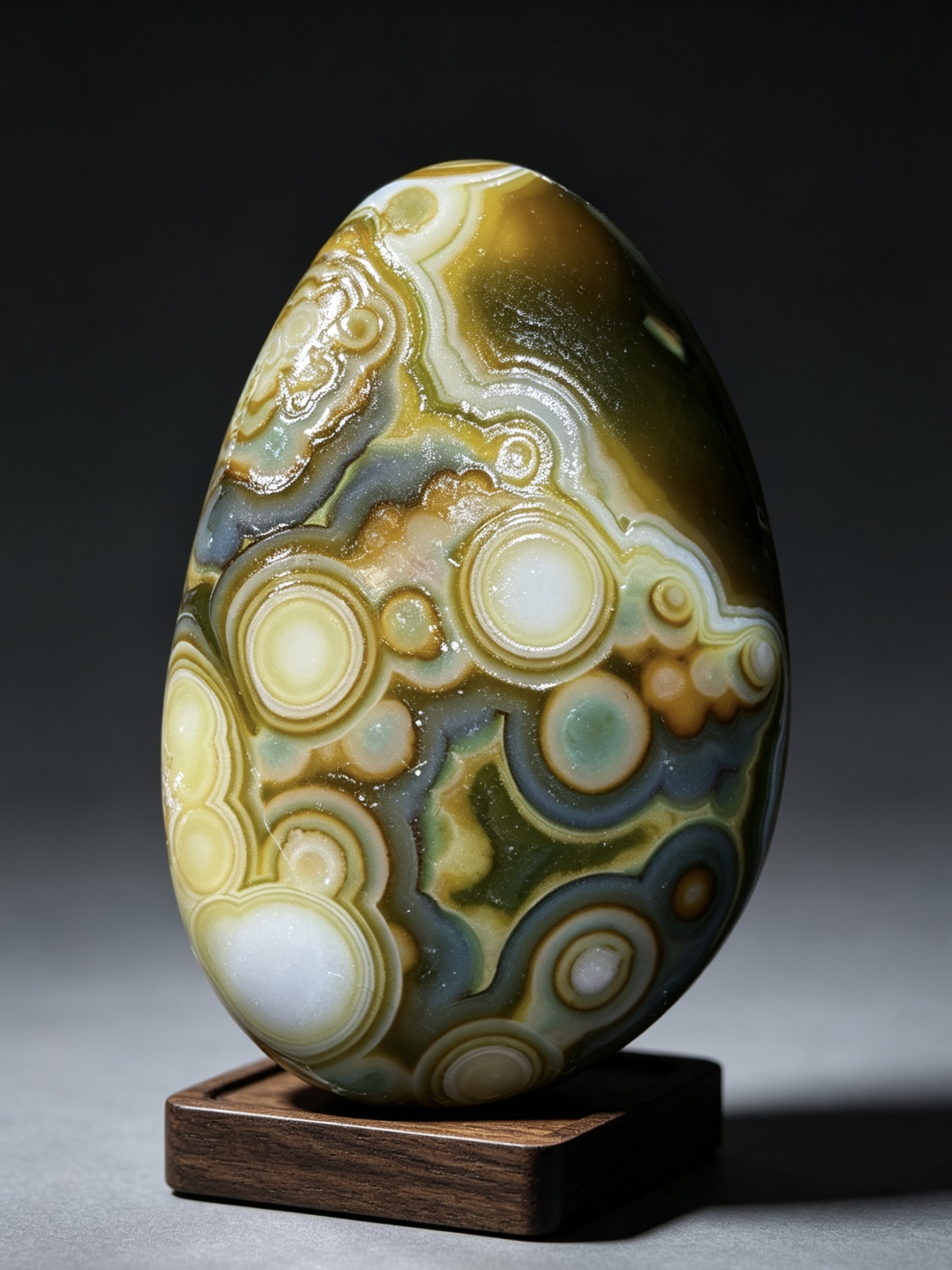 Mongolian Gobi flower‑eye agate（C15）2.68×1.77×0.98 in