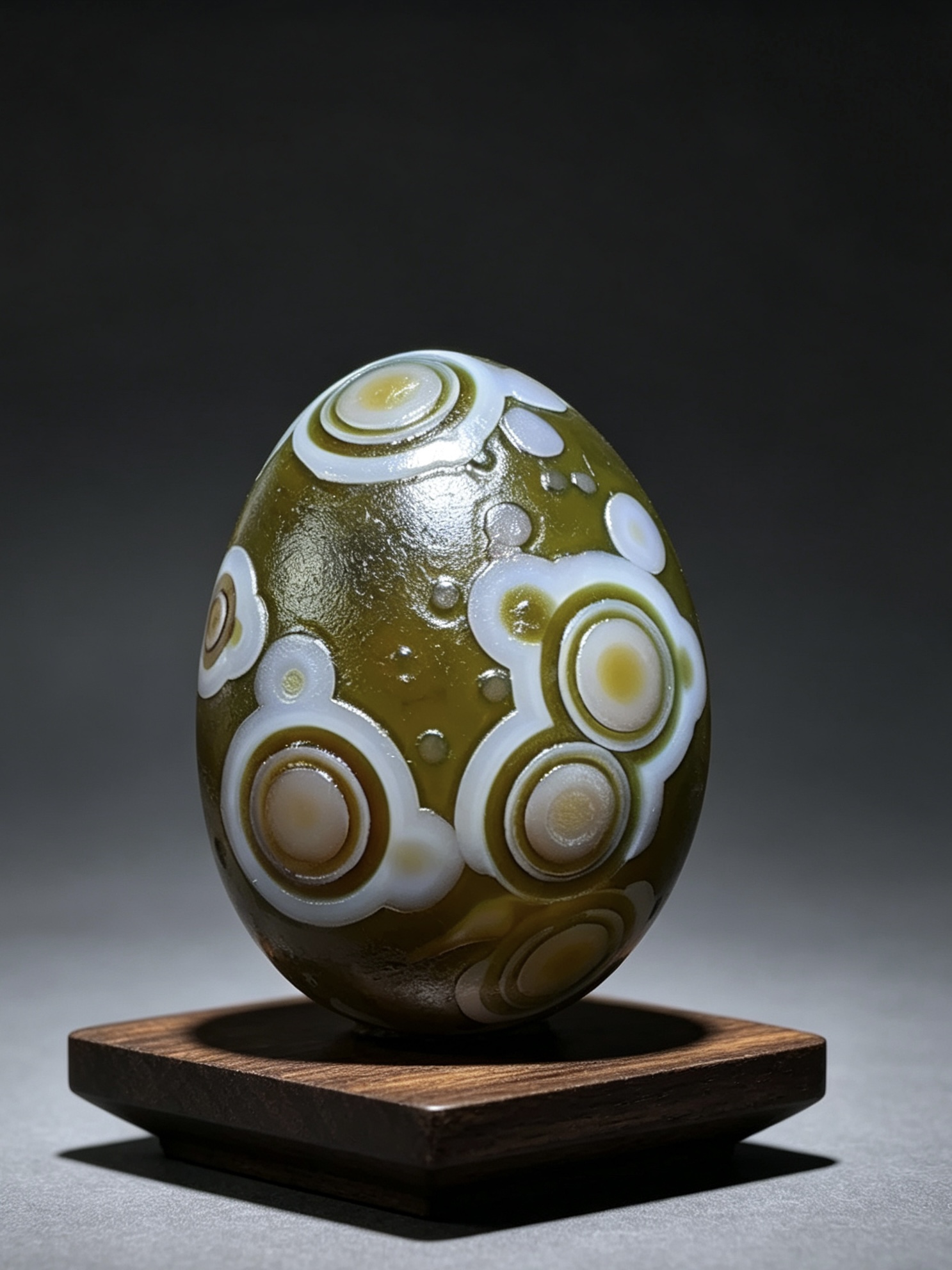 Mongolian Gobi flower‑eye agate（B1）2.68×2.36×0.87 in