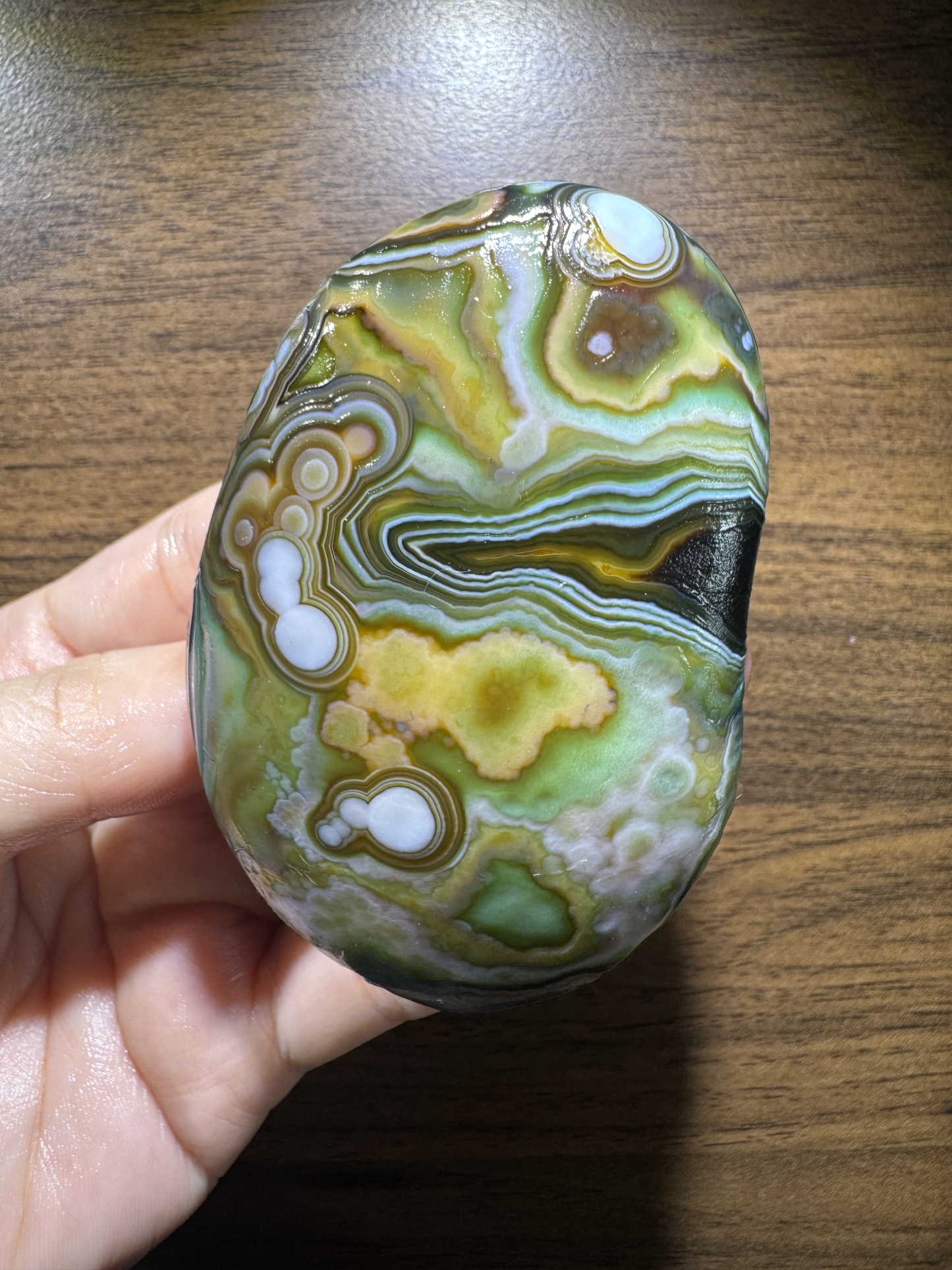 Mongolian Gobi flower‑eye agate（D11）3.31×2.05×0.79 in