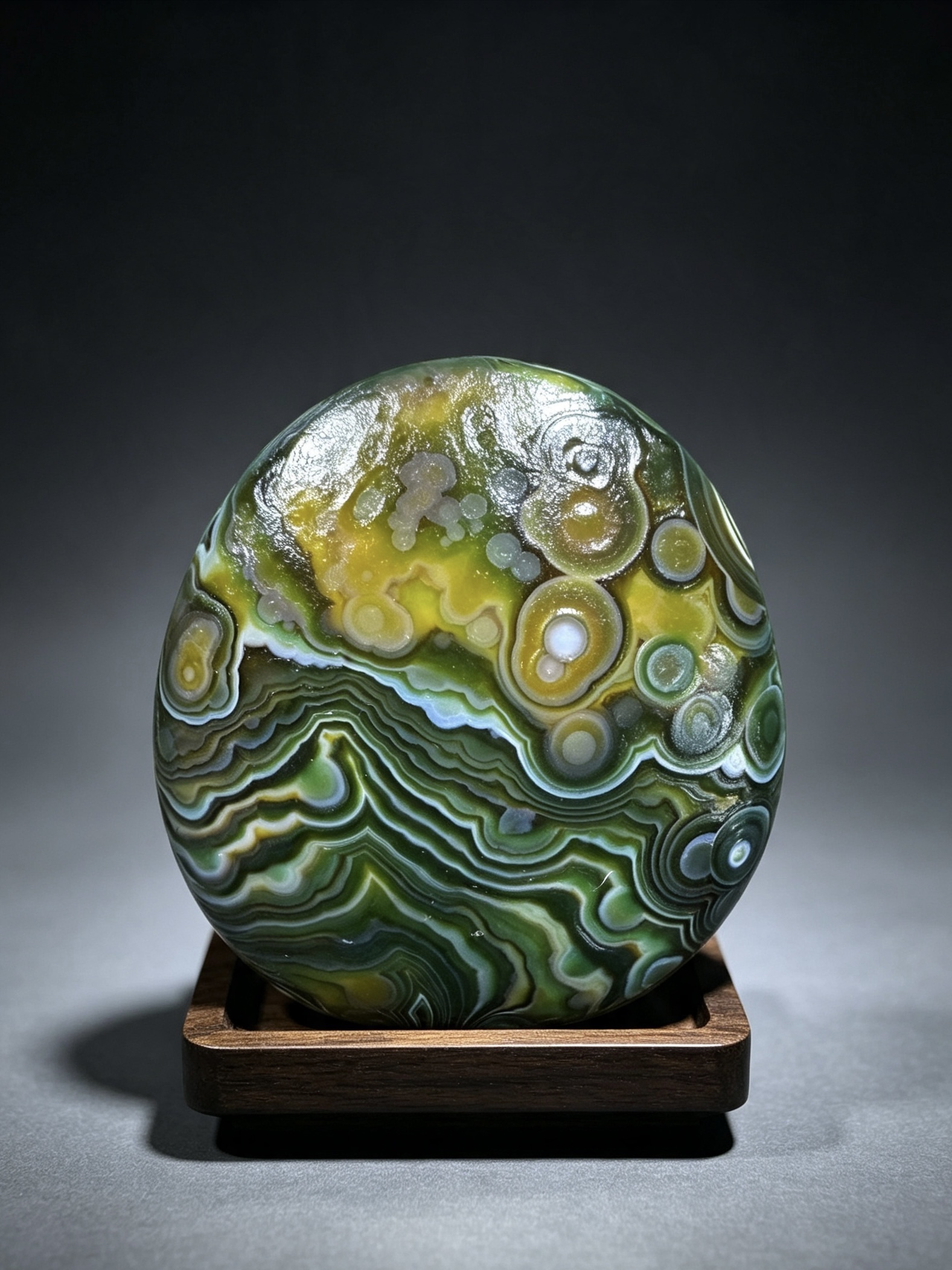 Mongolian Gobi flower‑eye agate（C50）2.36×2.13×0.87 in