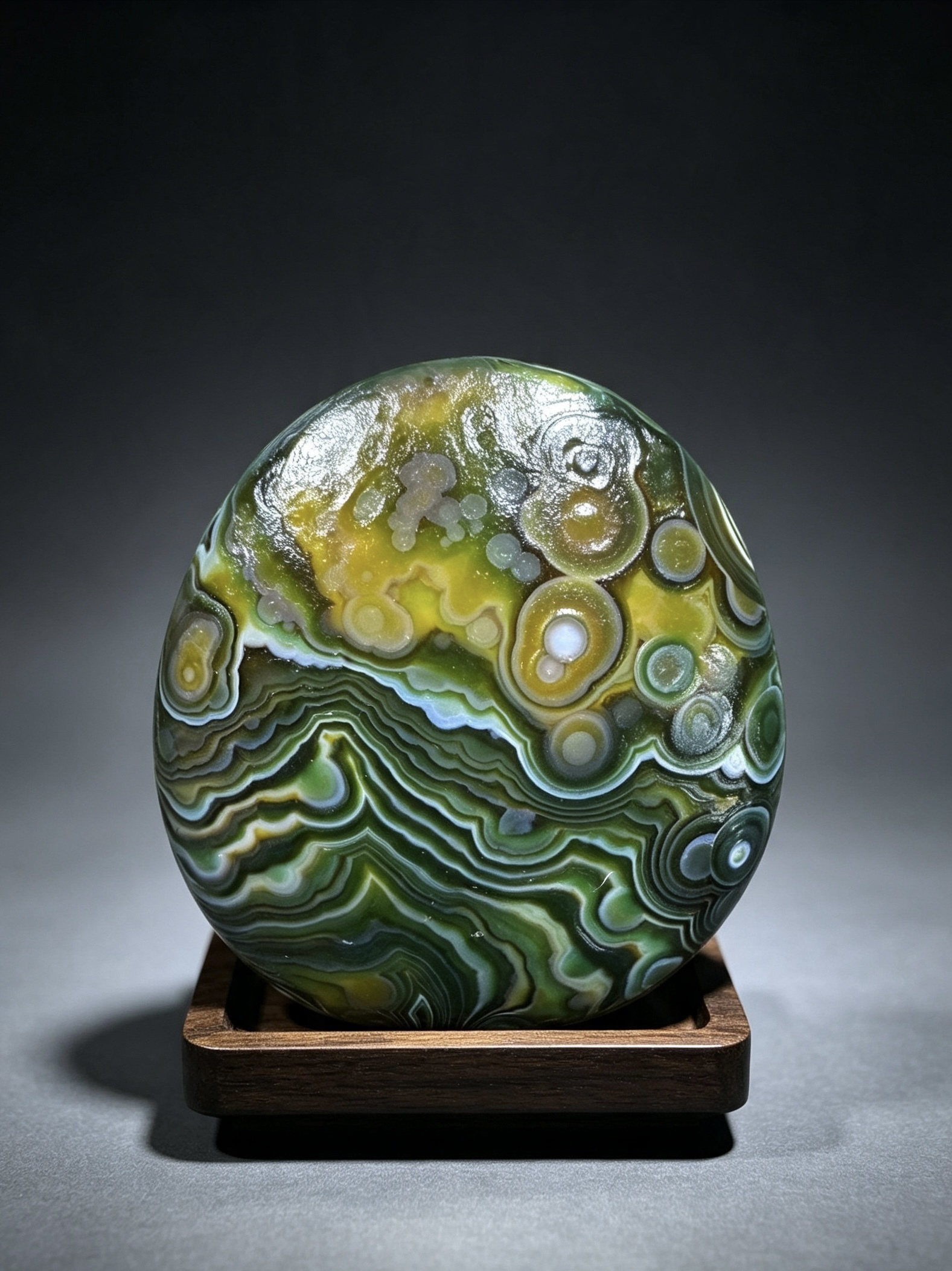 Mongolian Gobi flower‑eye agate（C50）2.36×2.13×0.87 in