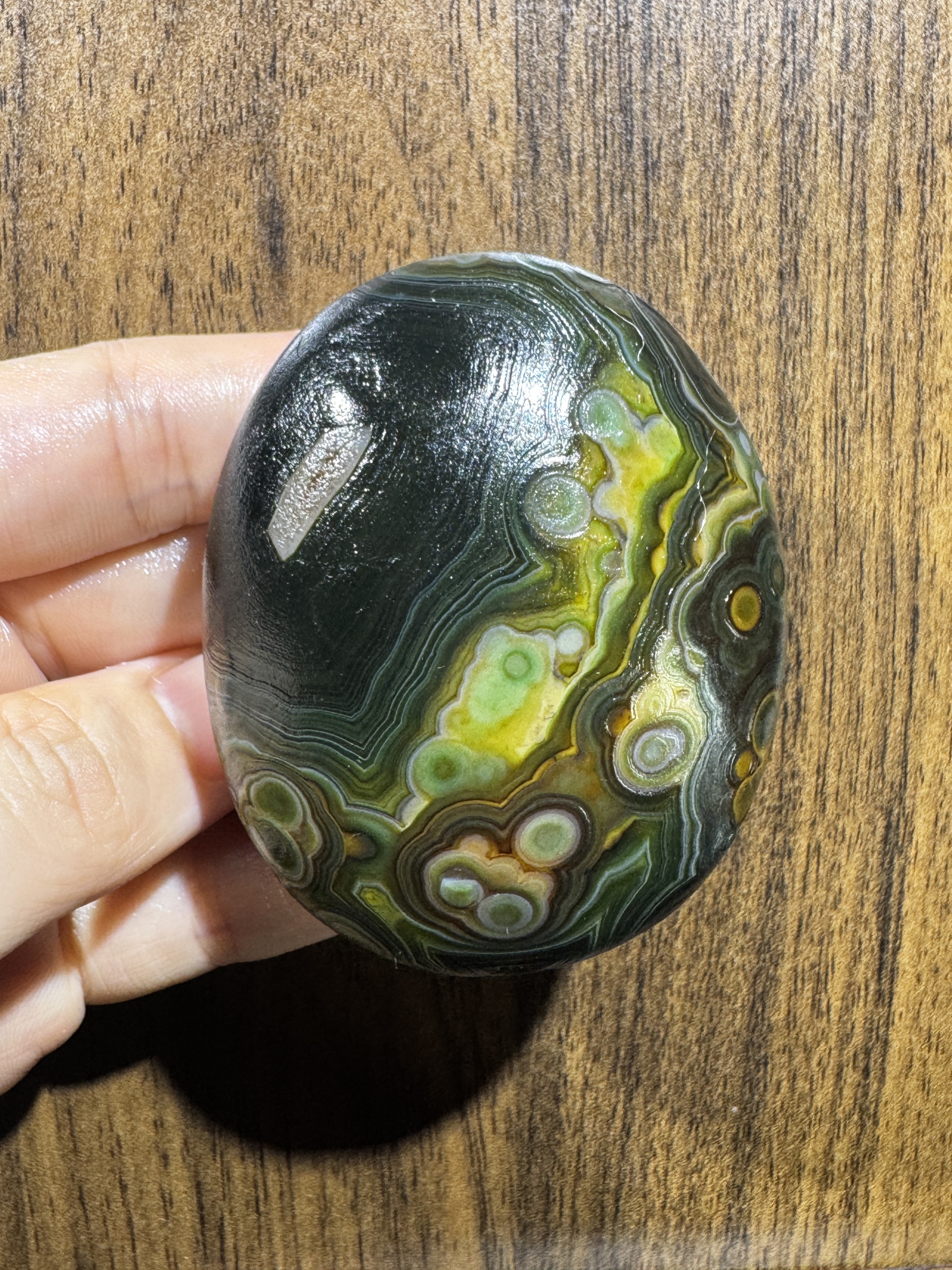 Mongolian Gobi flower‑eye agate（D22）2.56×2.17×1.18 in