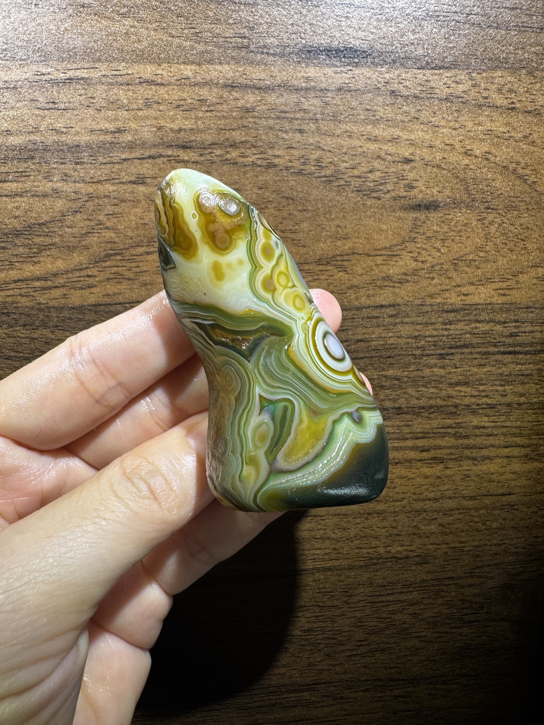 Mongolian Gobi flower‑eye agate（C54）2.76×1.38×0.71 in