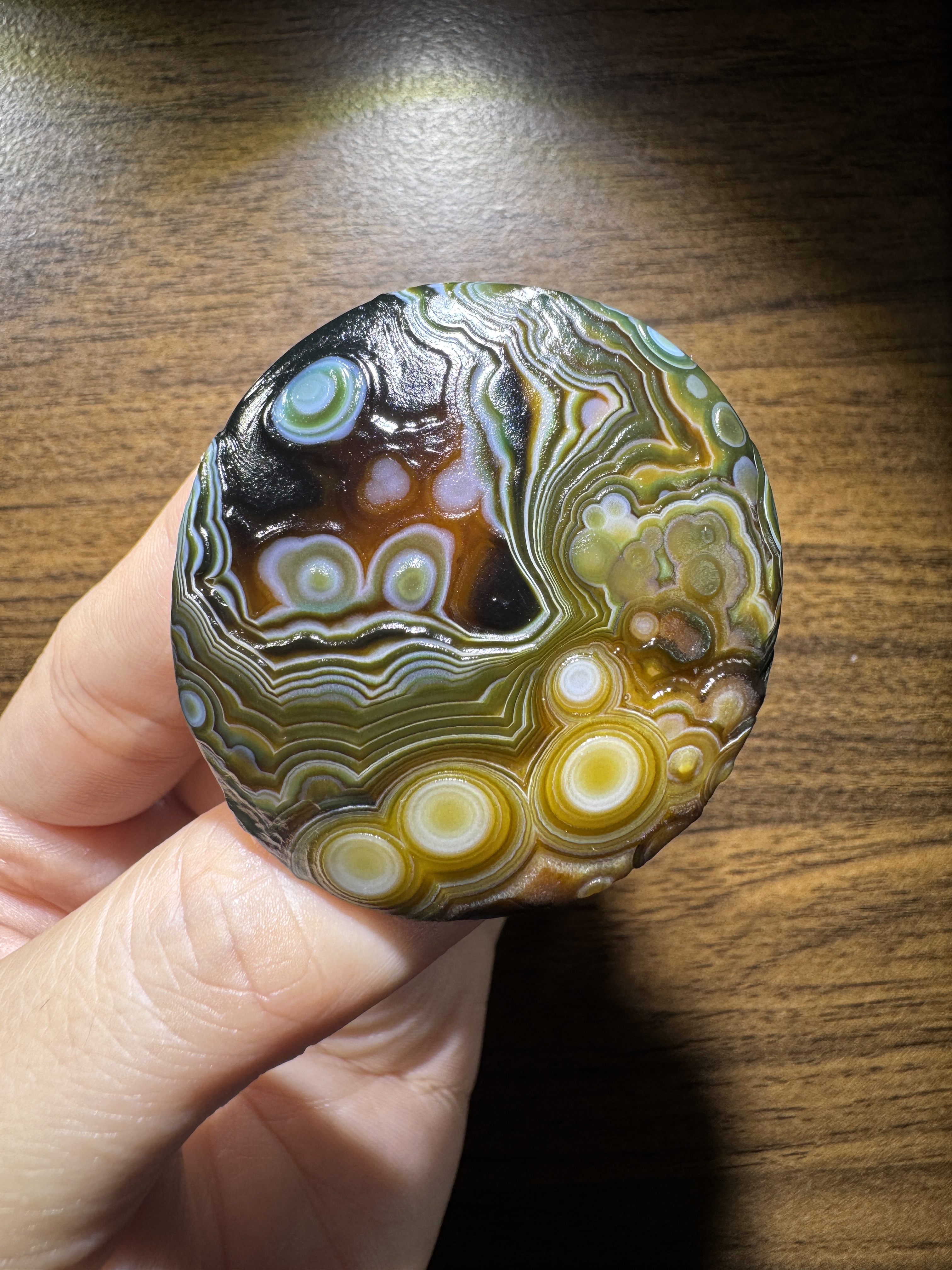 Mongolian Gobi flower‑eye agate（C25）1.97×1.89×0.59 in
