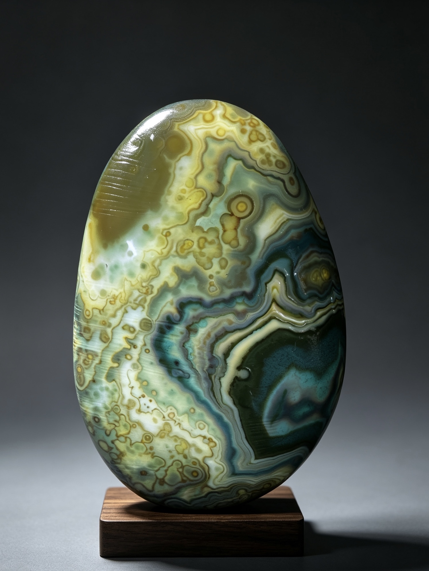 Mongolian Gobi flower‑eye agate（E3）5.12×3.07×1.10 in