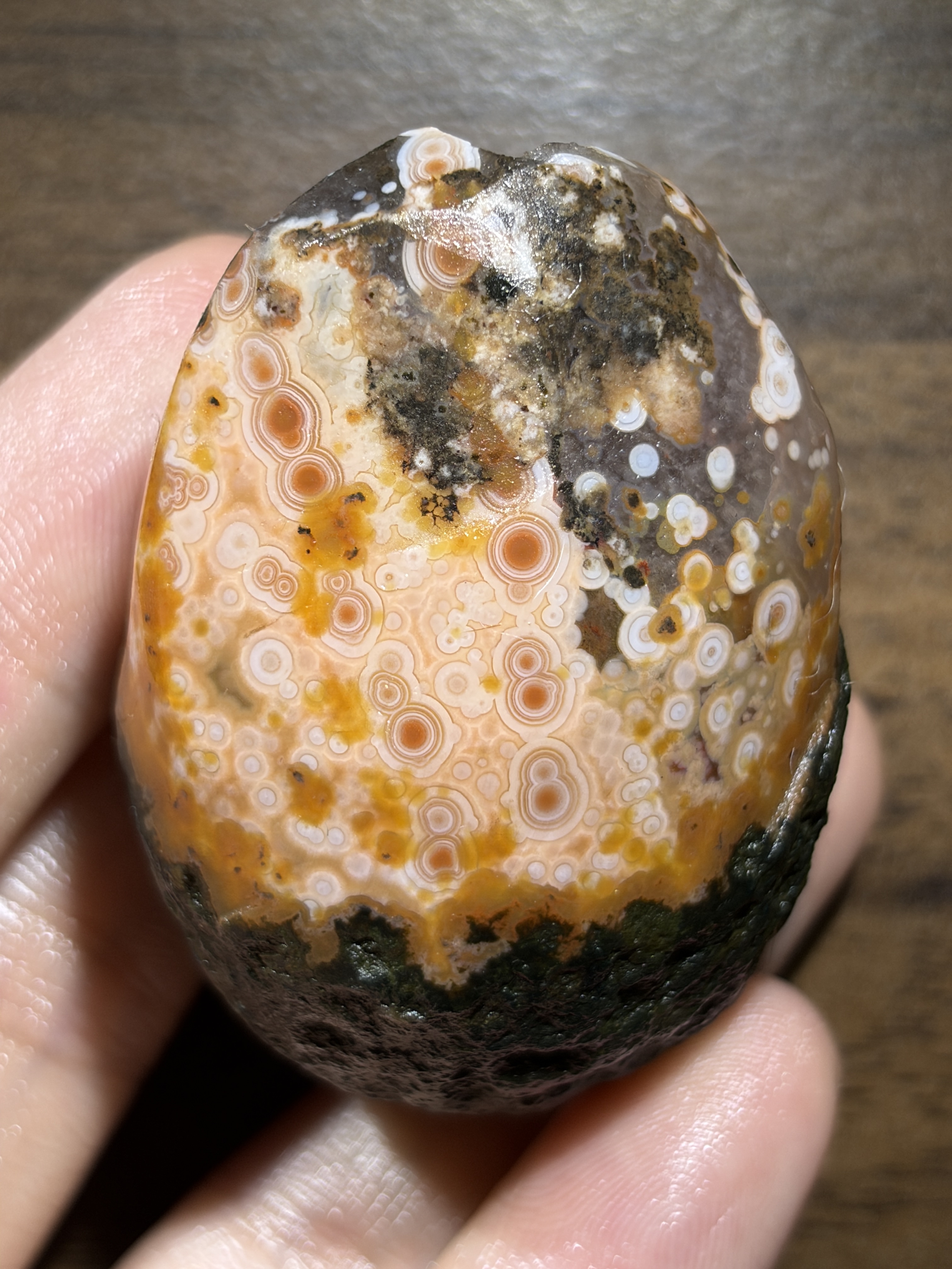Mongolian Gobi flower‑eye agate（C6）2.20×1.46×1.30 in