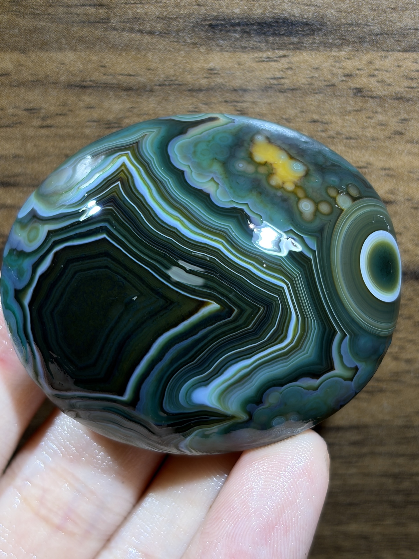 Mongolian Gobi flower‑eye agate（C14）2.20×1.89×0.79 in