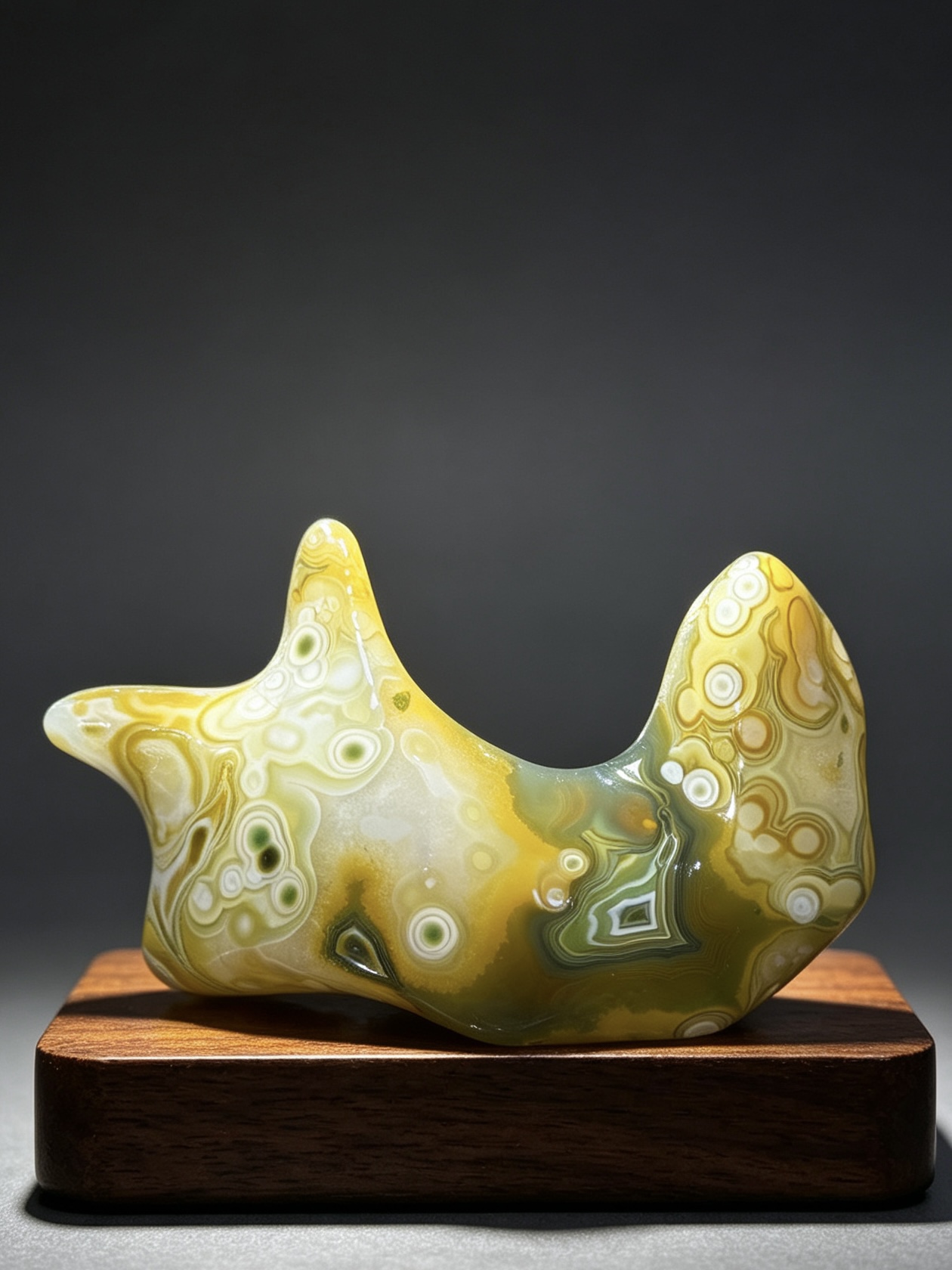 Mongolian Gobi flower‑eye agate（E1） 5.16×2.95×1.18 in