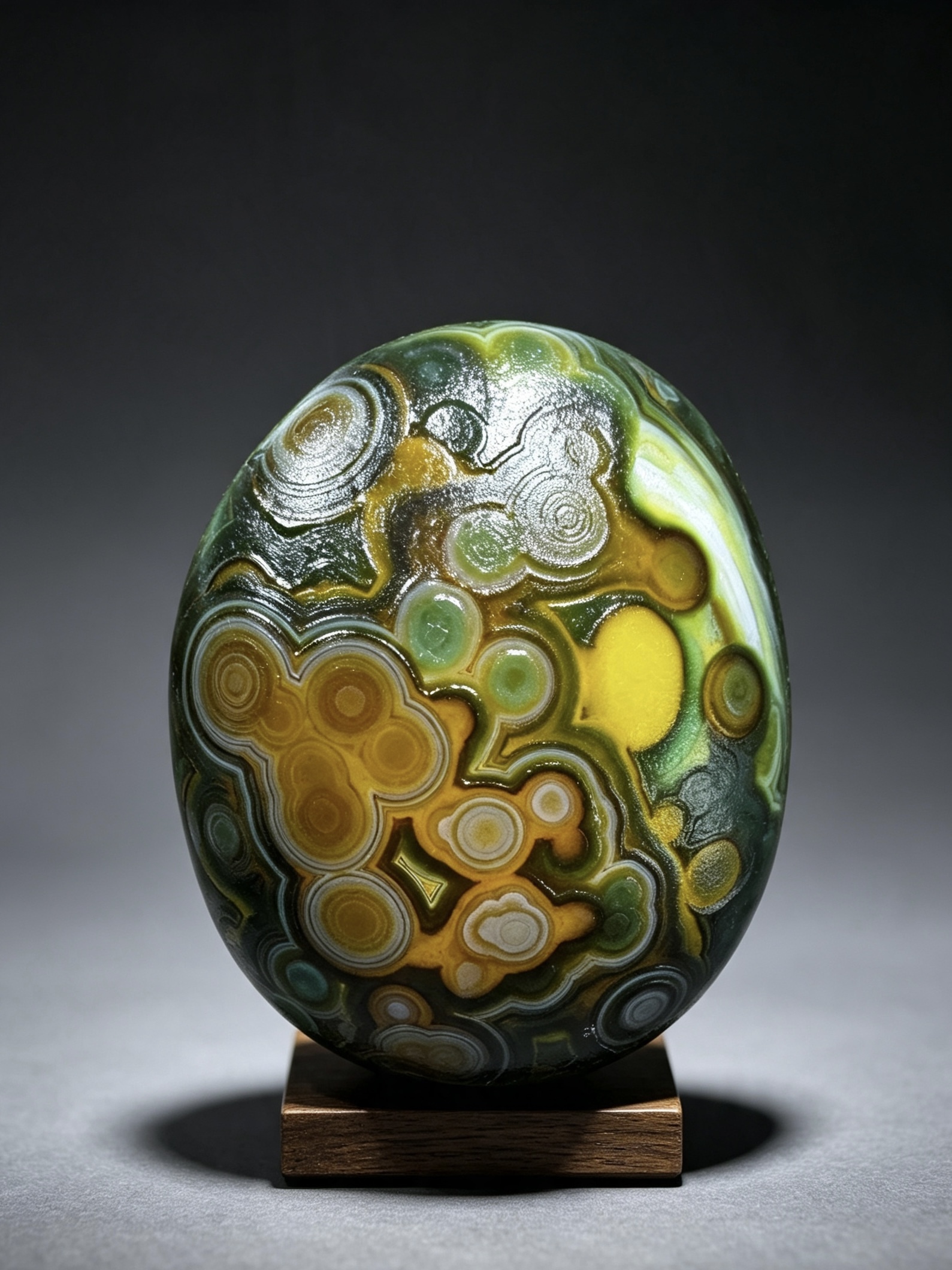 Mongolian Gobi flower‑eye agate（D22）2.56×2.17×1.18 in