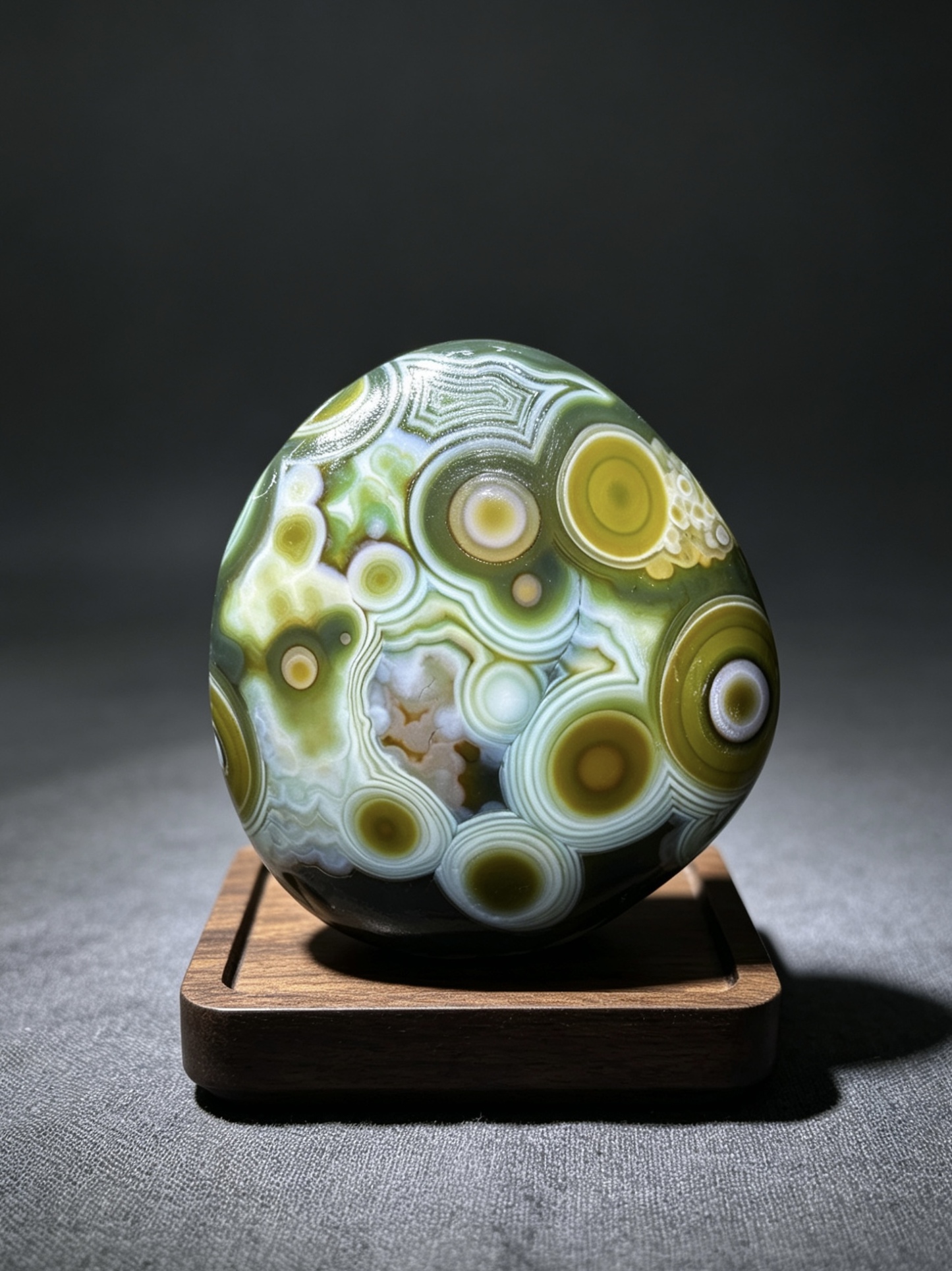 Mongolian Gobi flower‑eye agate（D10）2.48×2.44×1.10 in
