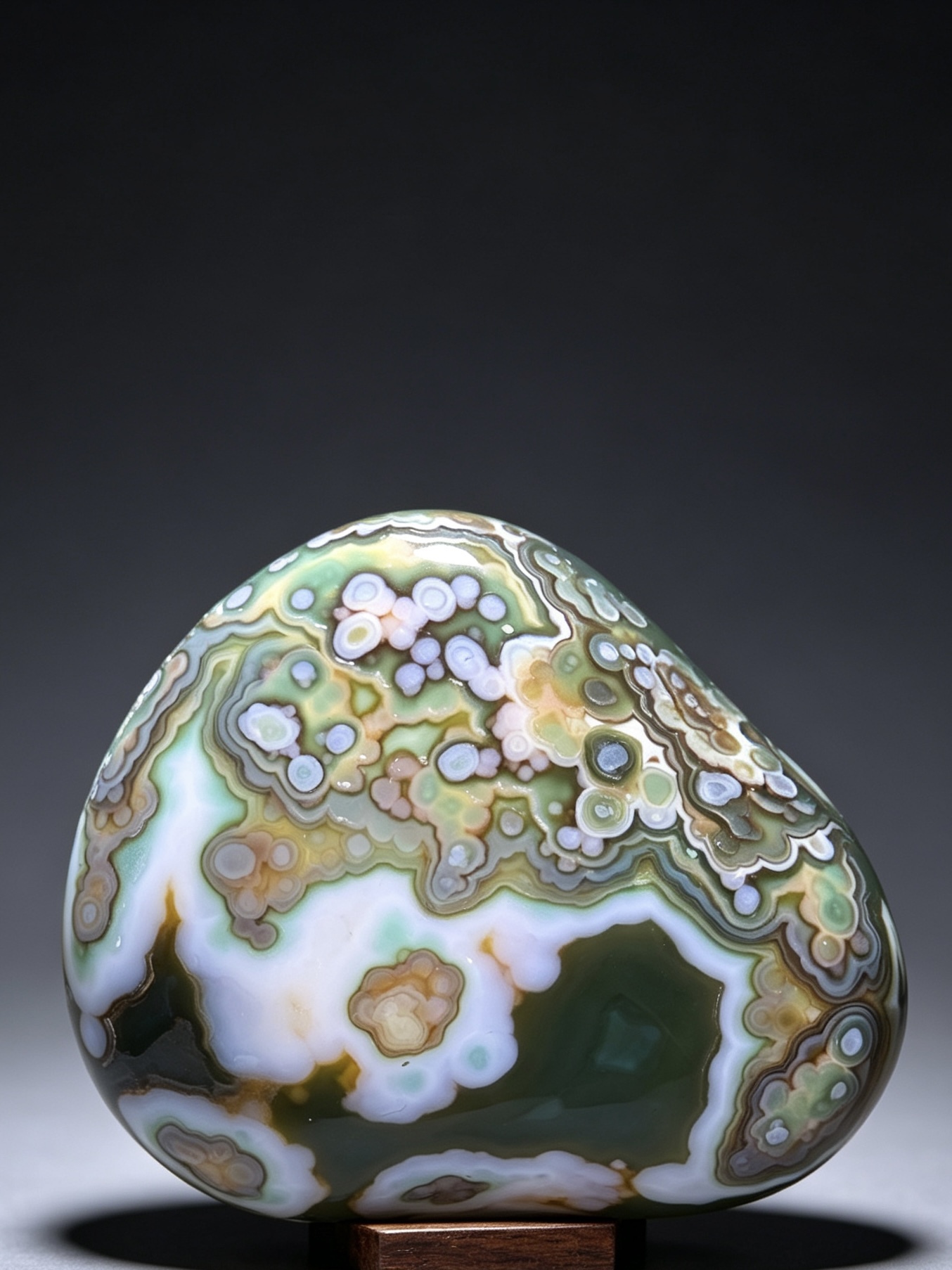 Mongolian Gobi flower‑eye agate（C8）2.56×2.28×0.98 in