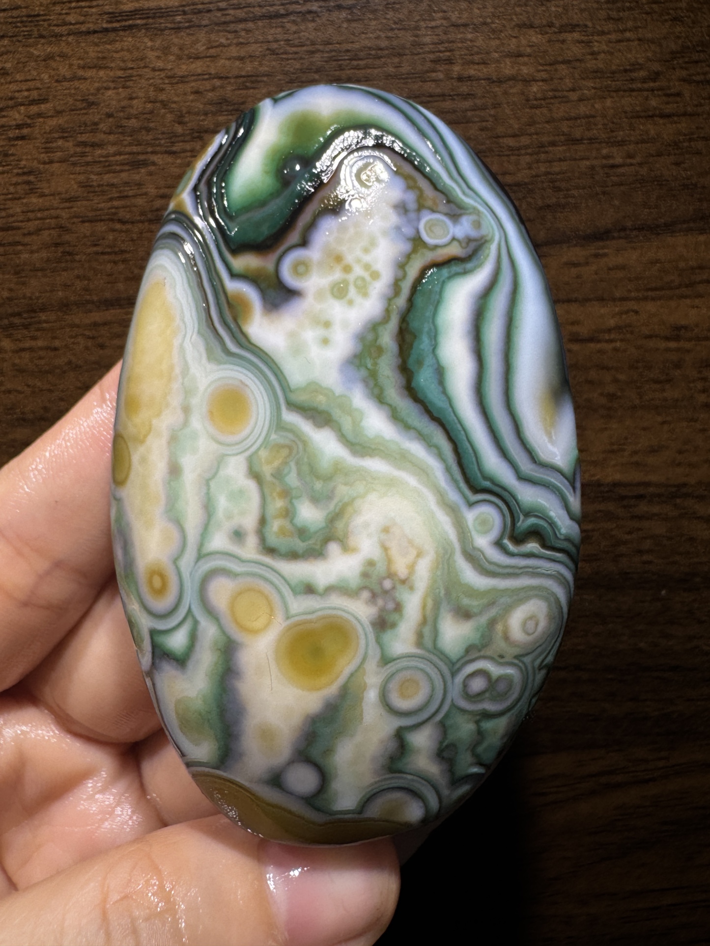 Mongolian Gobi flower‑eye agate（D3）3.15×1.89×0.75 in