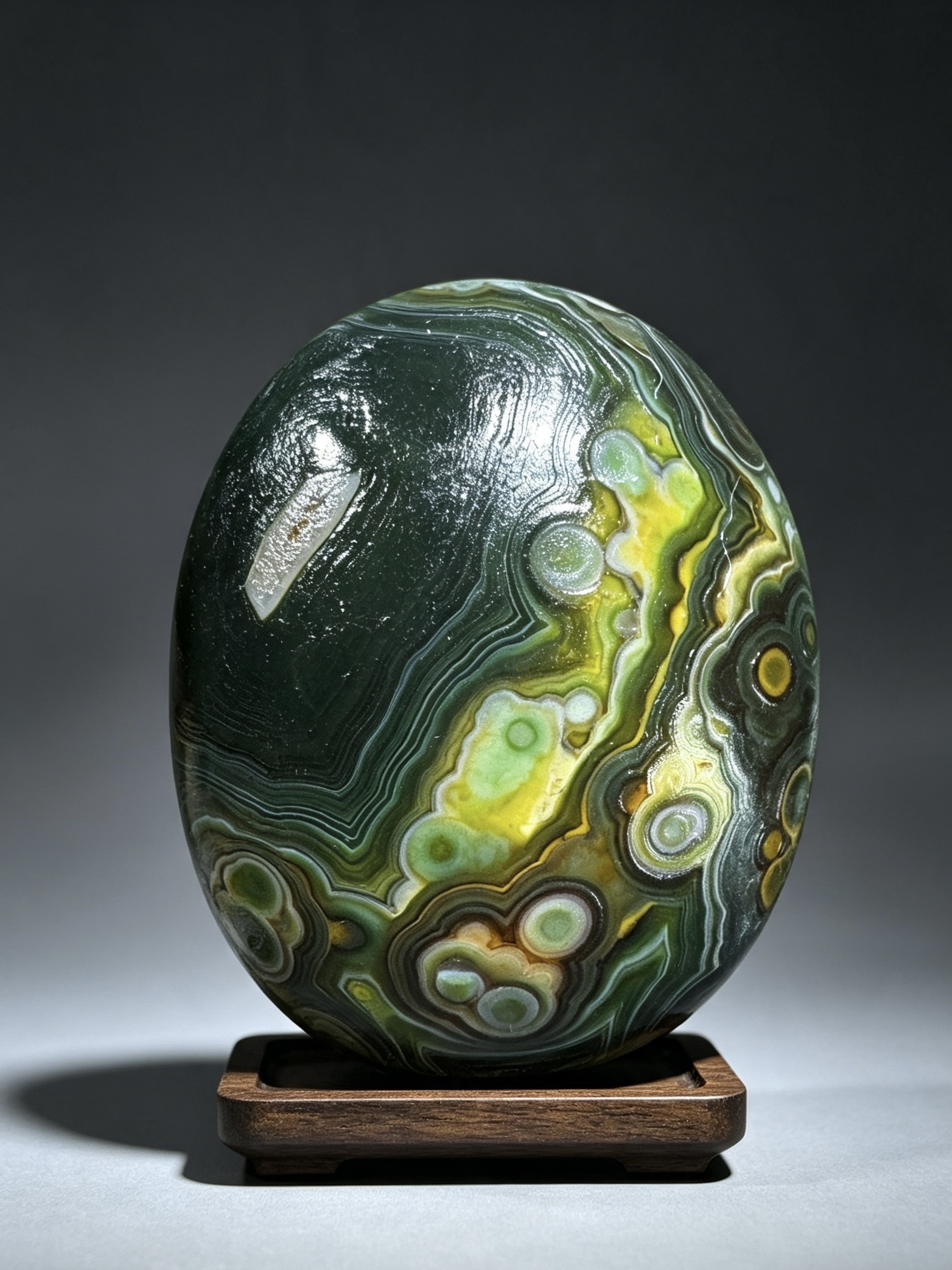 Mongolian Gobi flower‑eye agate（D22）2.56×2.17×1.18 in