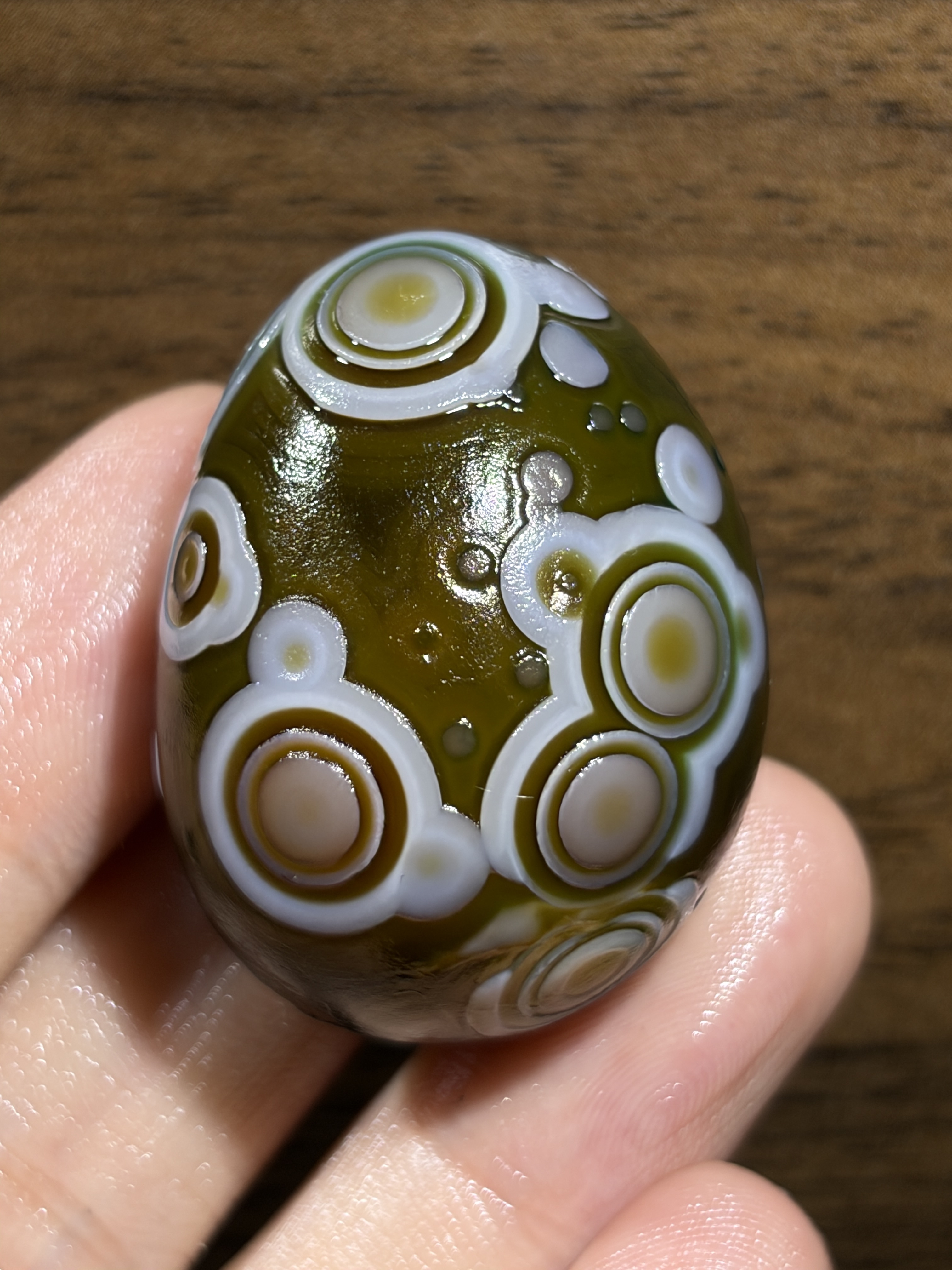 Mongolian Gobi flower‑eye agate（B1）2.68×2.36×0.87 in