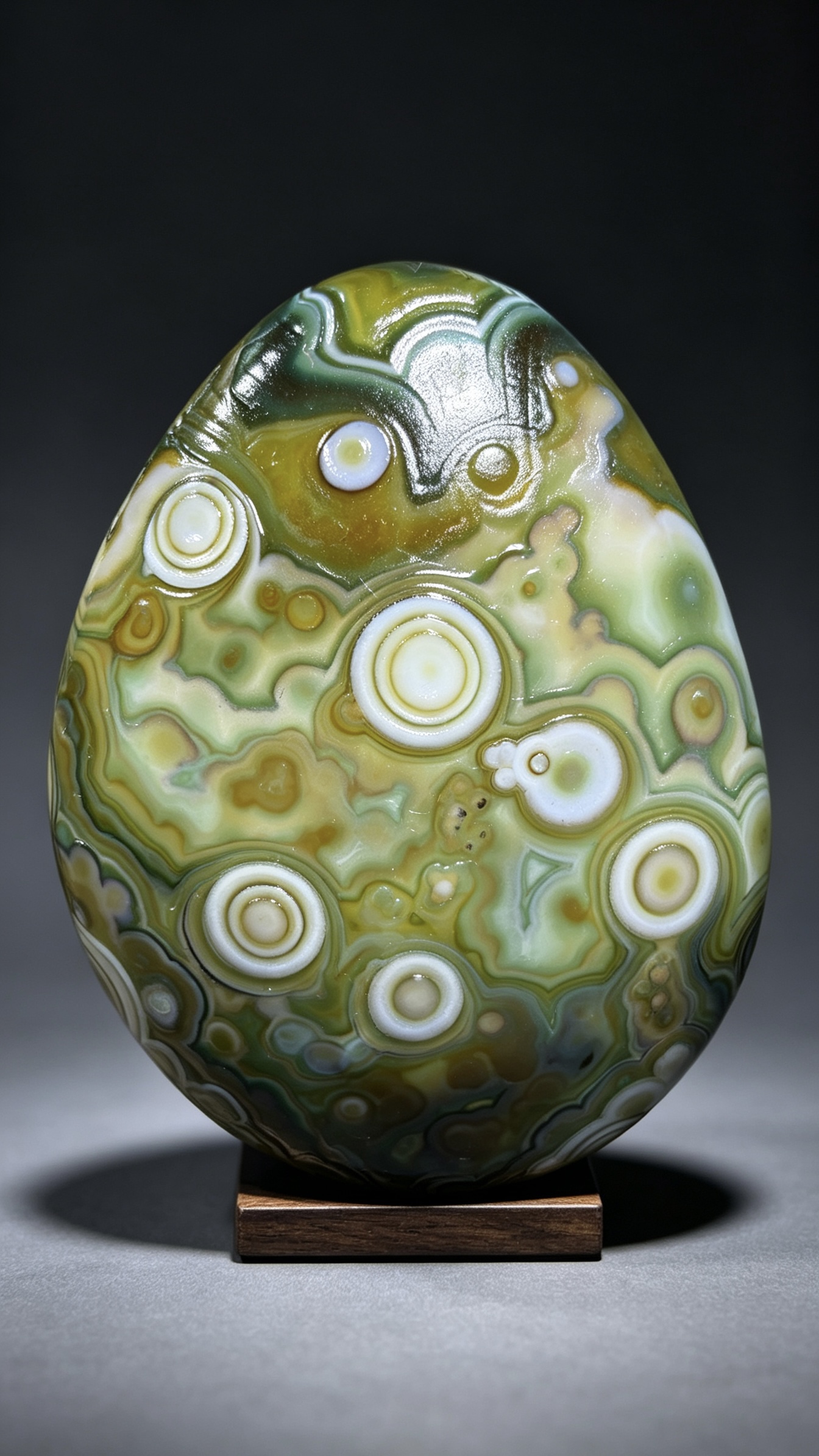 Mongolian Gobi flower‑eye agate（D8）3.07×2.28×1.10 in