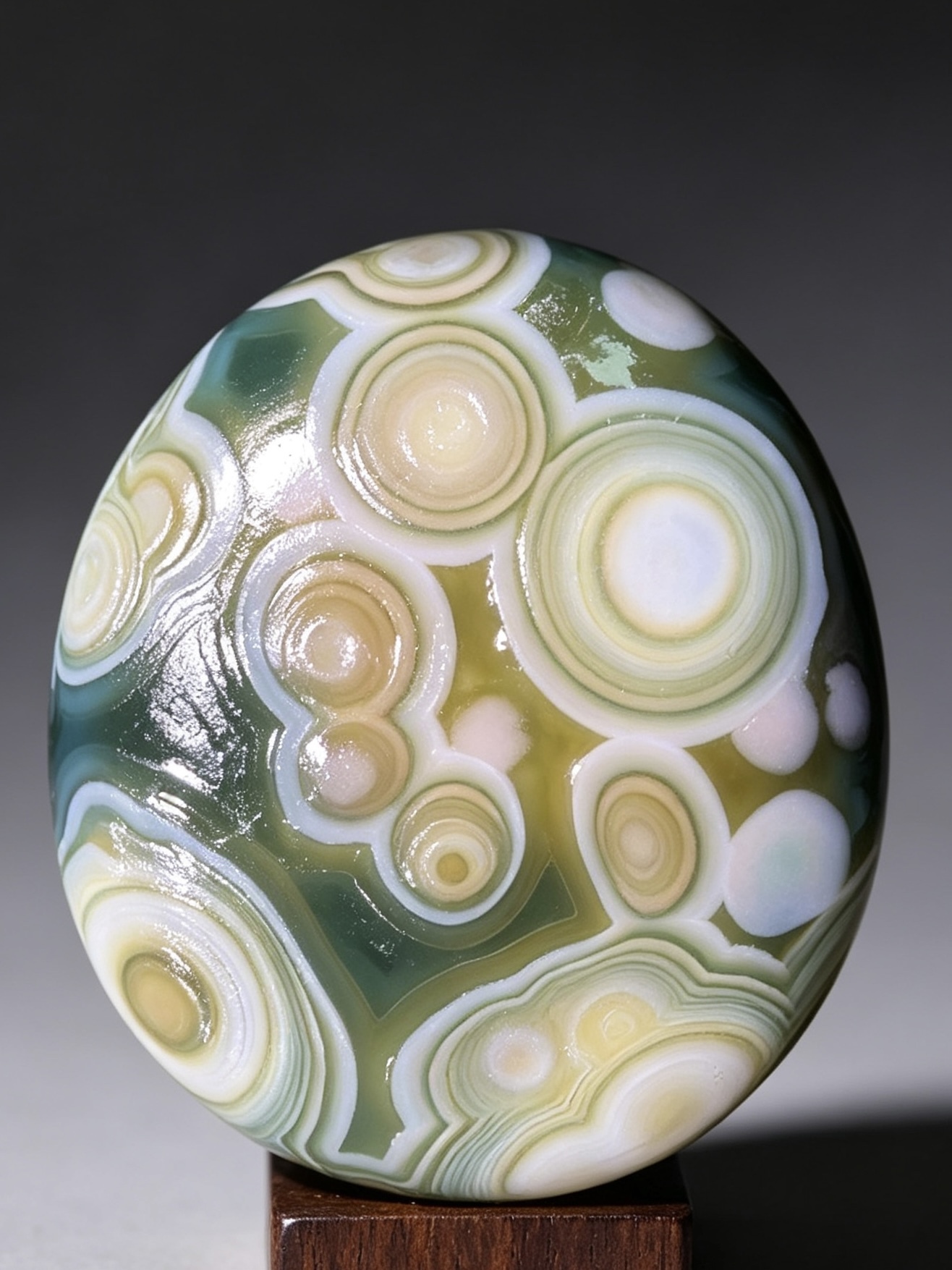 Mongolian Gobi flower‑eye agate（C19）1.81×1.61×0.71 in
