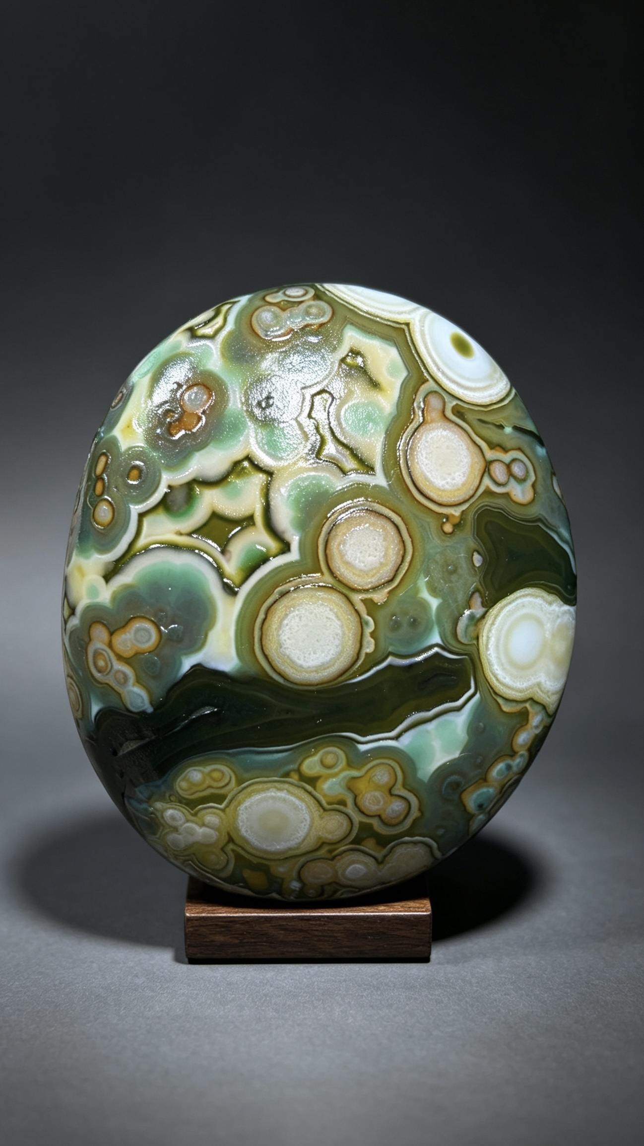 Mongolian Gobi flower‑eye agate（D5）2.76×2.36×1.10 in