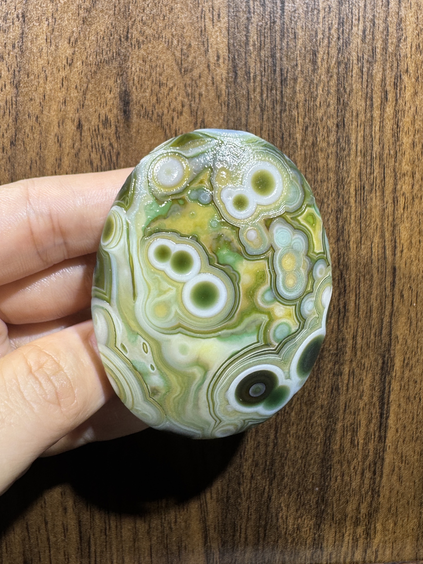 Mongolian Gobi flower‑eye agate（D23）2.56×1.97×0.94 in