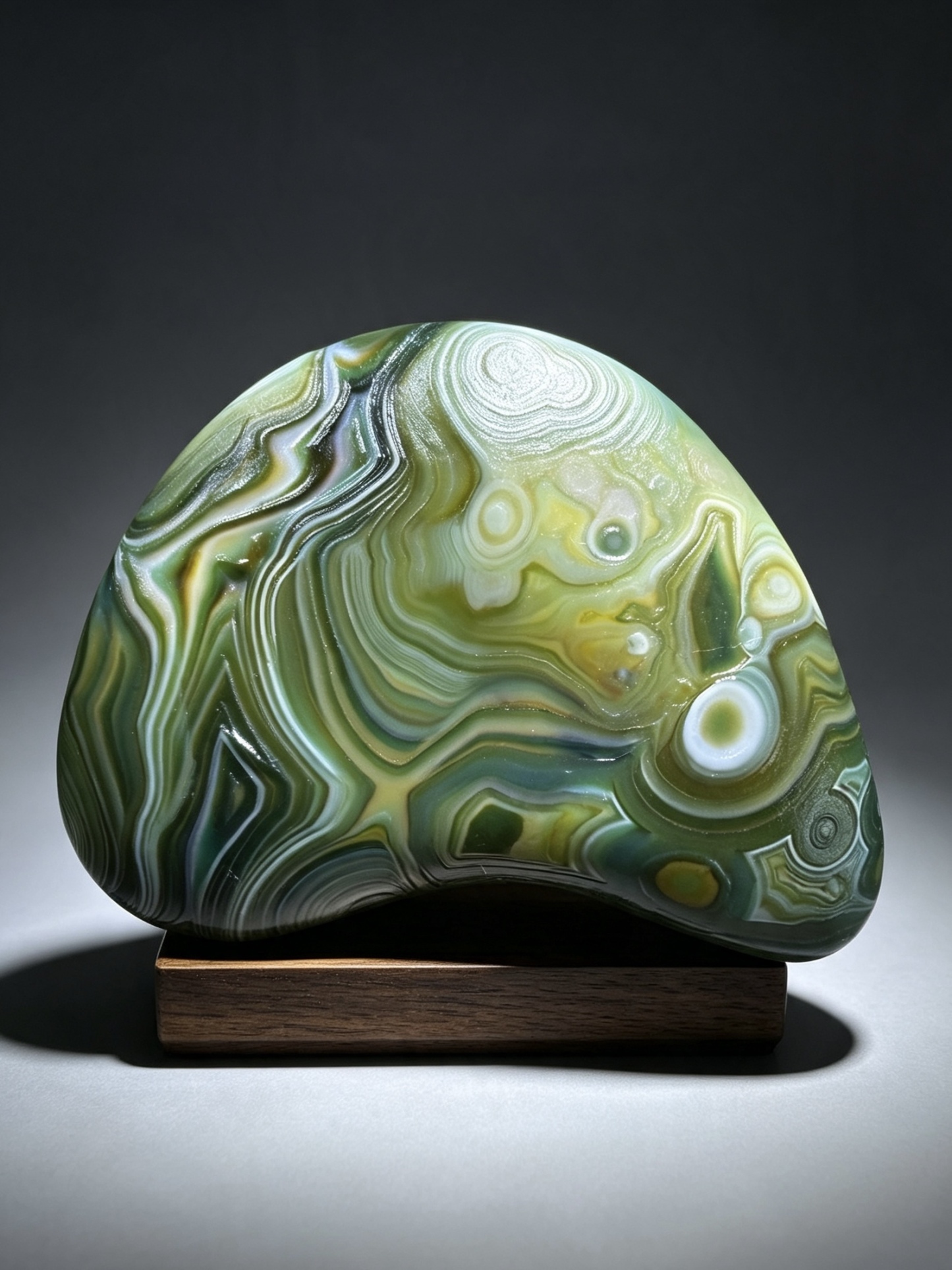 Mongolian Gobi flower‑eye agate（E5）3.54×2.36×1.18 in