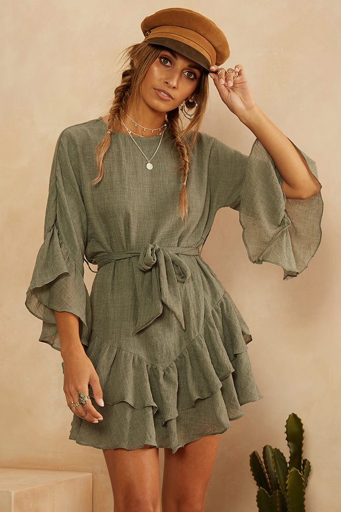 What The Sea Wants Dress Khaki-Seaa Fashion