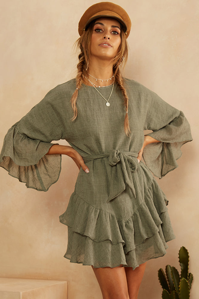 What The Sea Wants Dress Khaki-Seaa Fashion