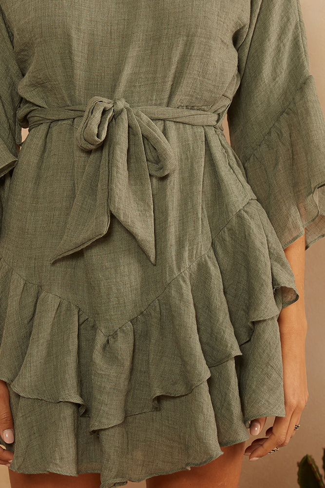 What The Sea Wants Dress Khaki-Seaa Fashion