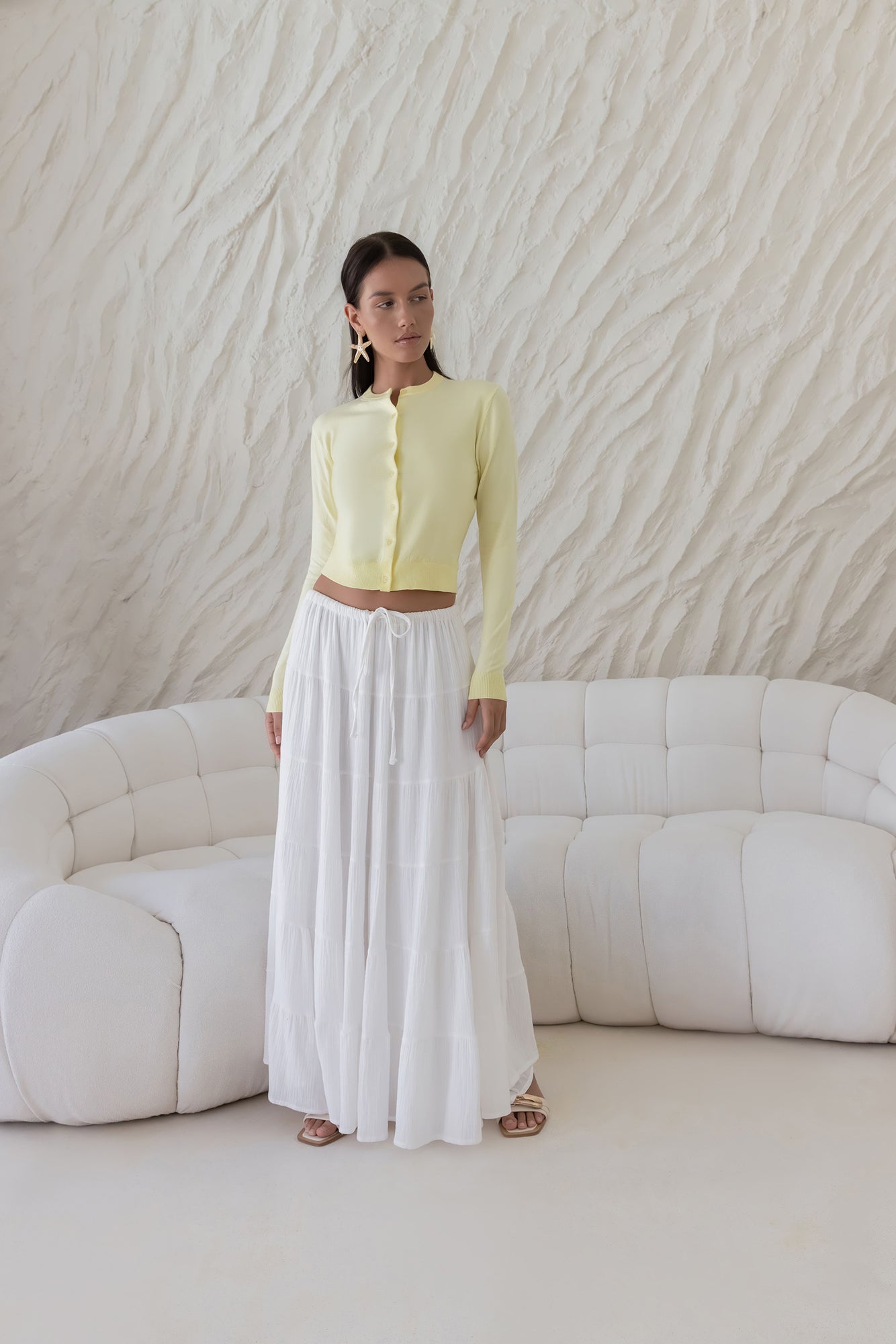 Cardi Season Long Sleeve Cardigan Yellow-Seaa Fashion