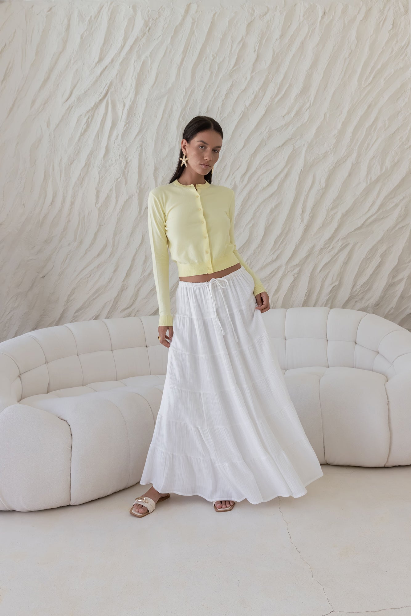 Cardi Season Long Sleeve Cardigan Yellow-Seaa Fashion