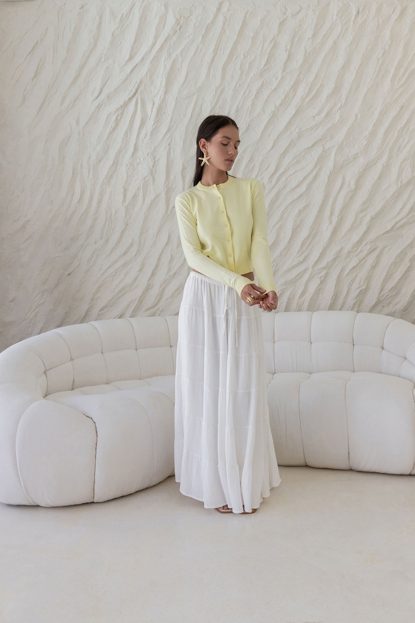 Cardi Season Long Sleeve Cardigan Yellow-Seaa Fashion